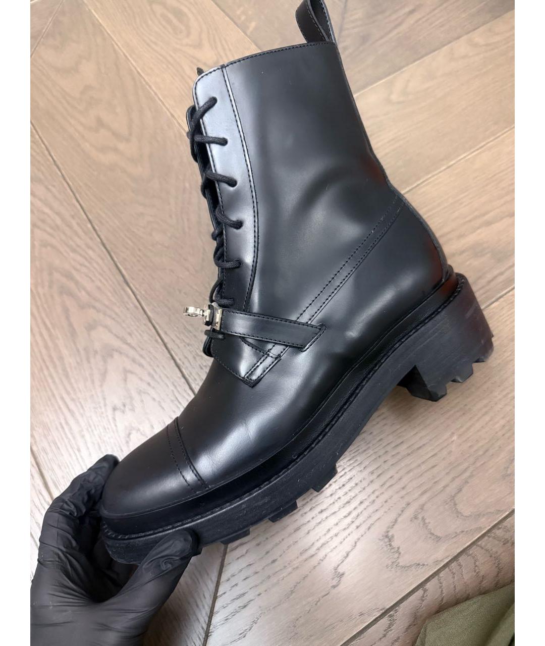 HERMES Черные кожаные ботинки, фото 4
