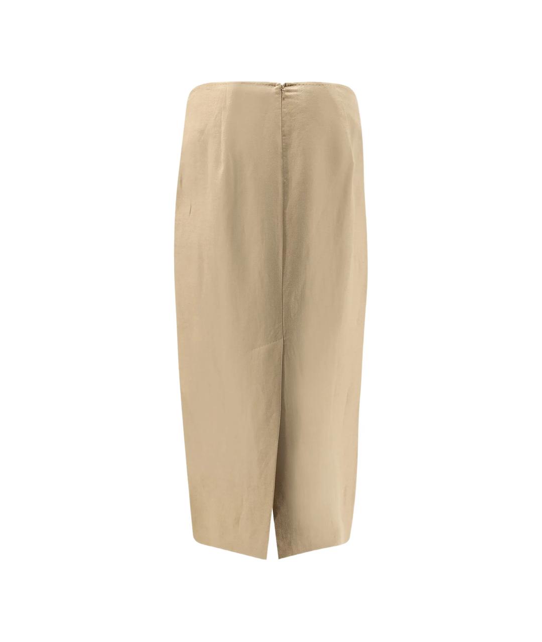 MAX MARA Бежевая льняная юбка миди, фото 3