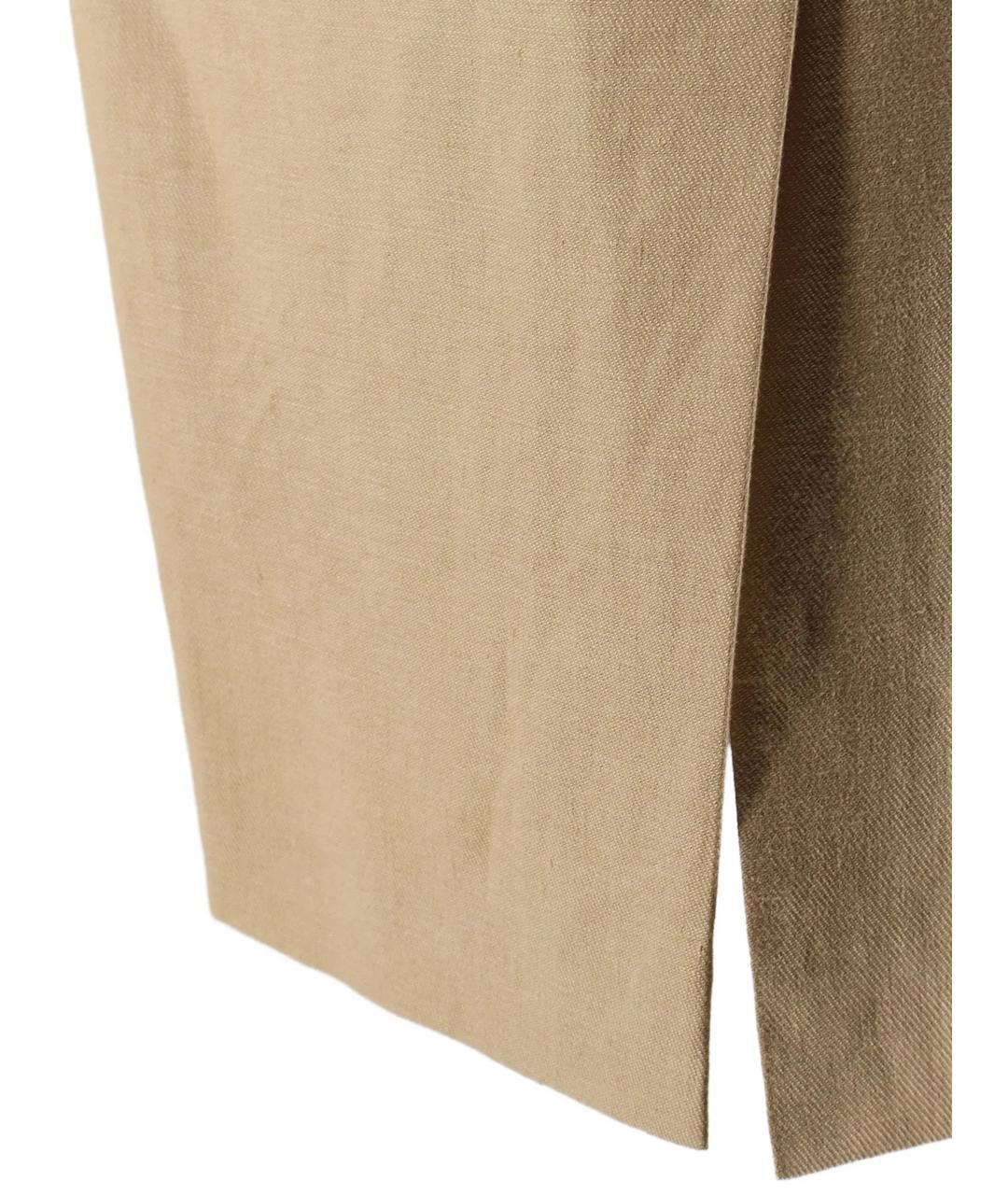 MAX MARA Бежевая льняная юбка миди, фото 2