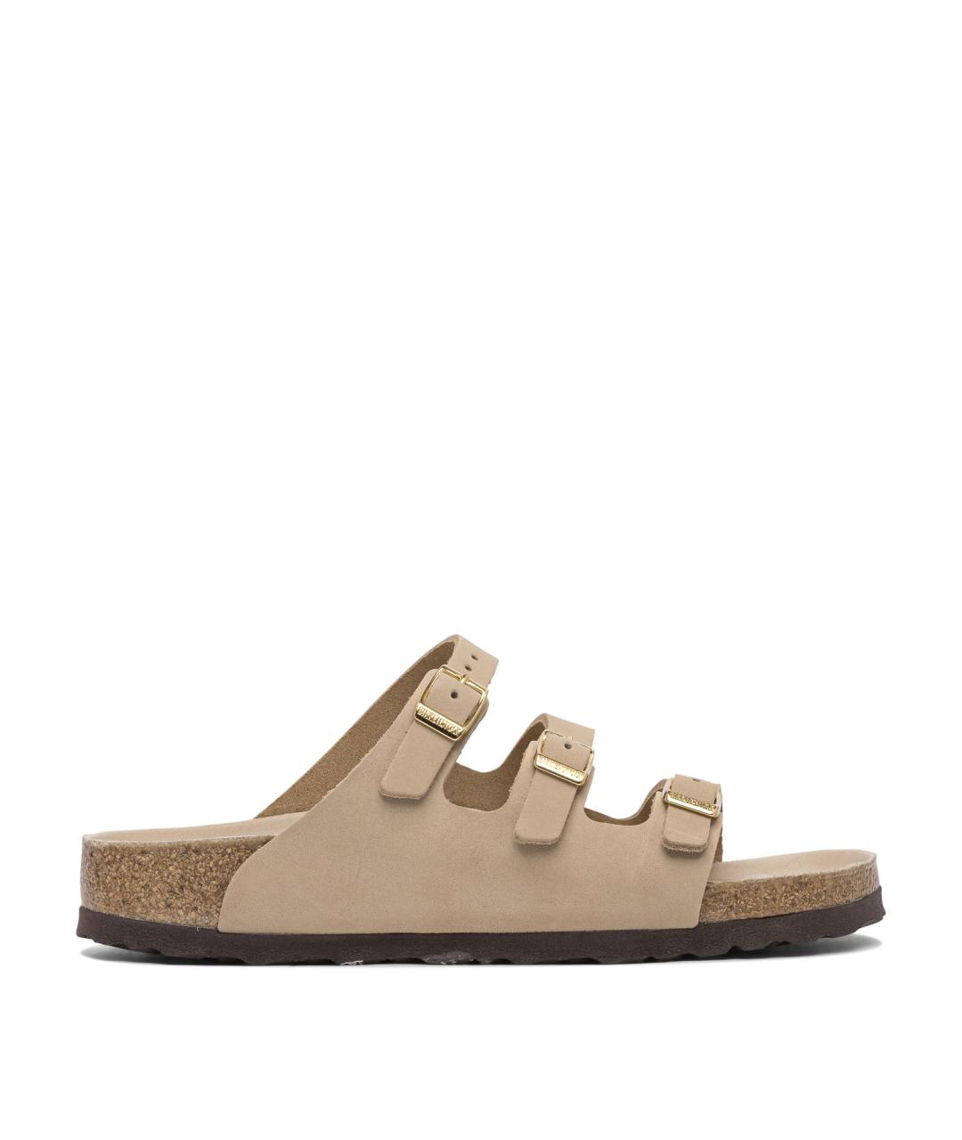 BIRKENSTOCK Бежевые кожаные сандалии, фото 1