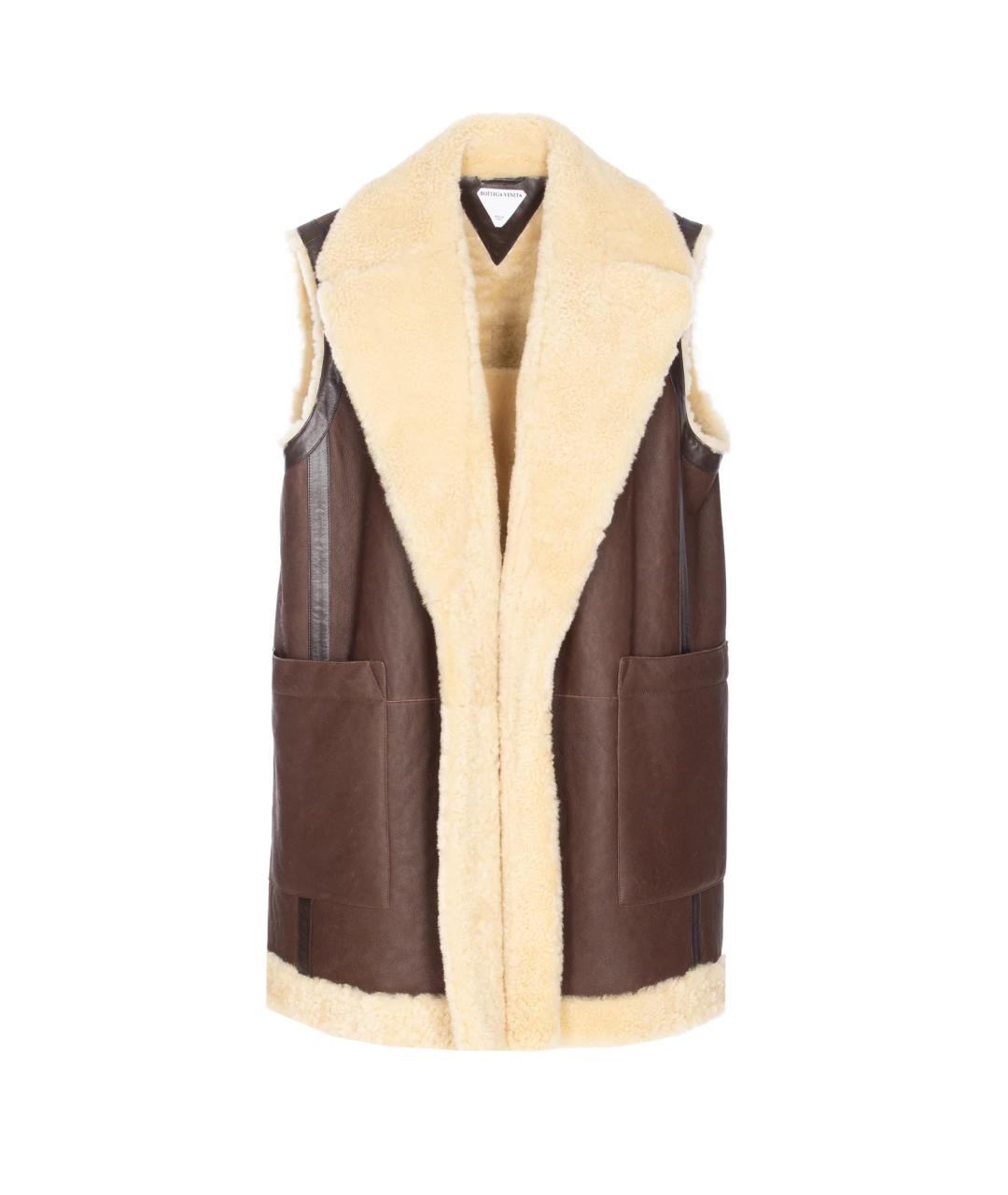 BOTTEGA VENETA Коричневый кожаный жилет, фото 1