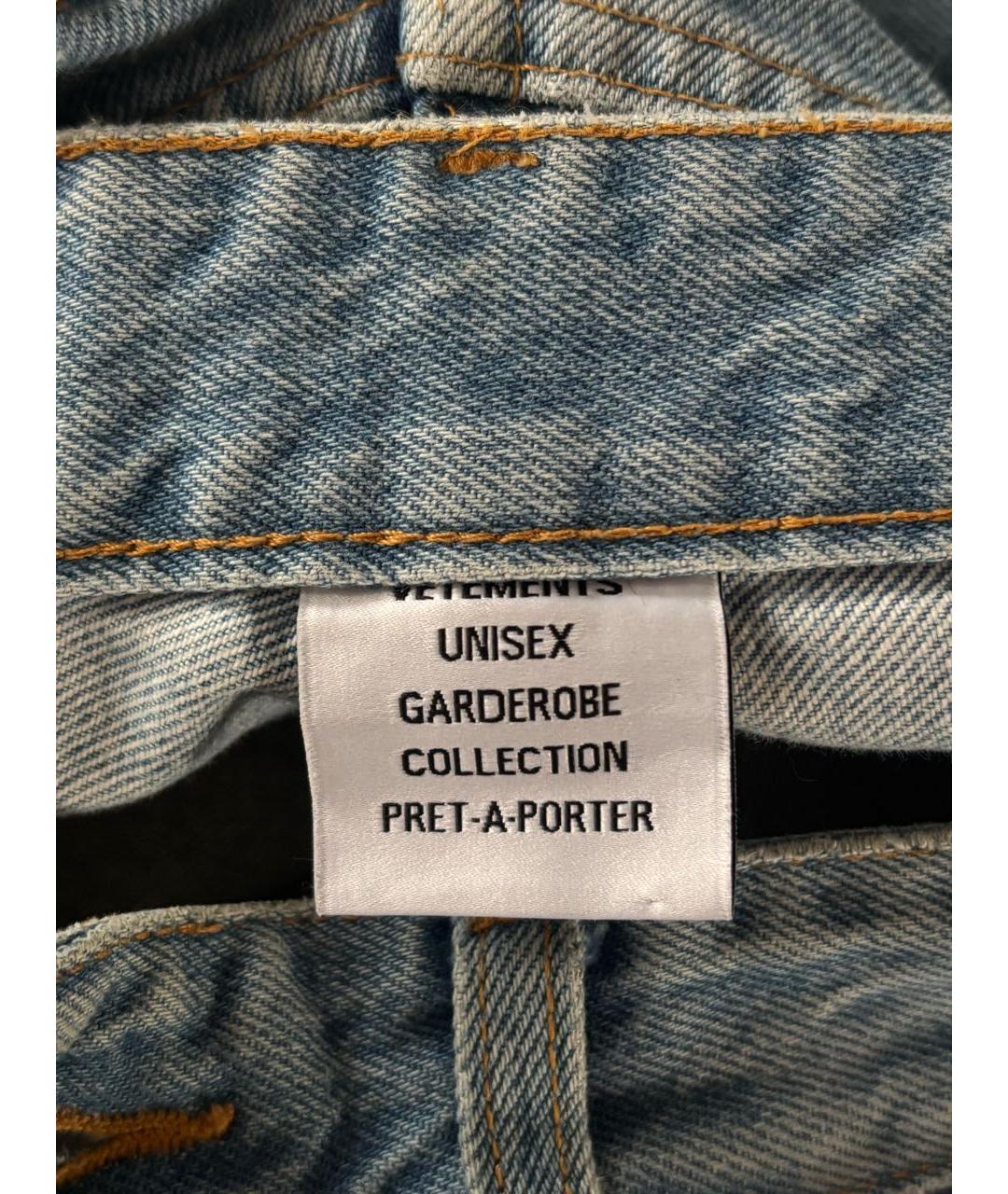 VETEMENTS Голубые хлопковые прямые джинсы, фото 5