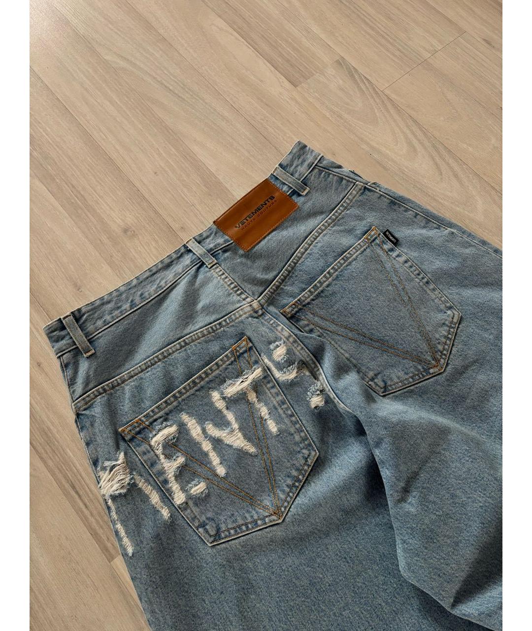 VETEMENTS Голубые хлопковые прямые джинсы, фото 4