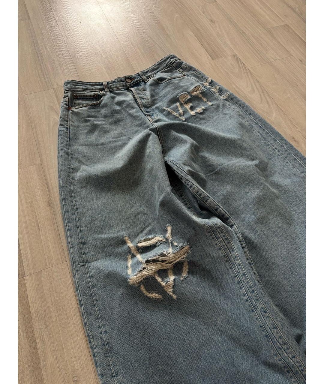 VETEMENTS Голубые хлопковые прямые джинсы, фото 3