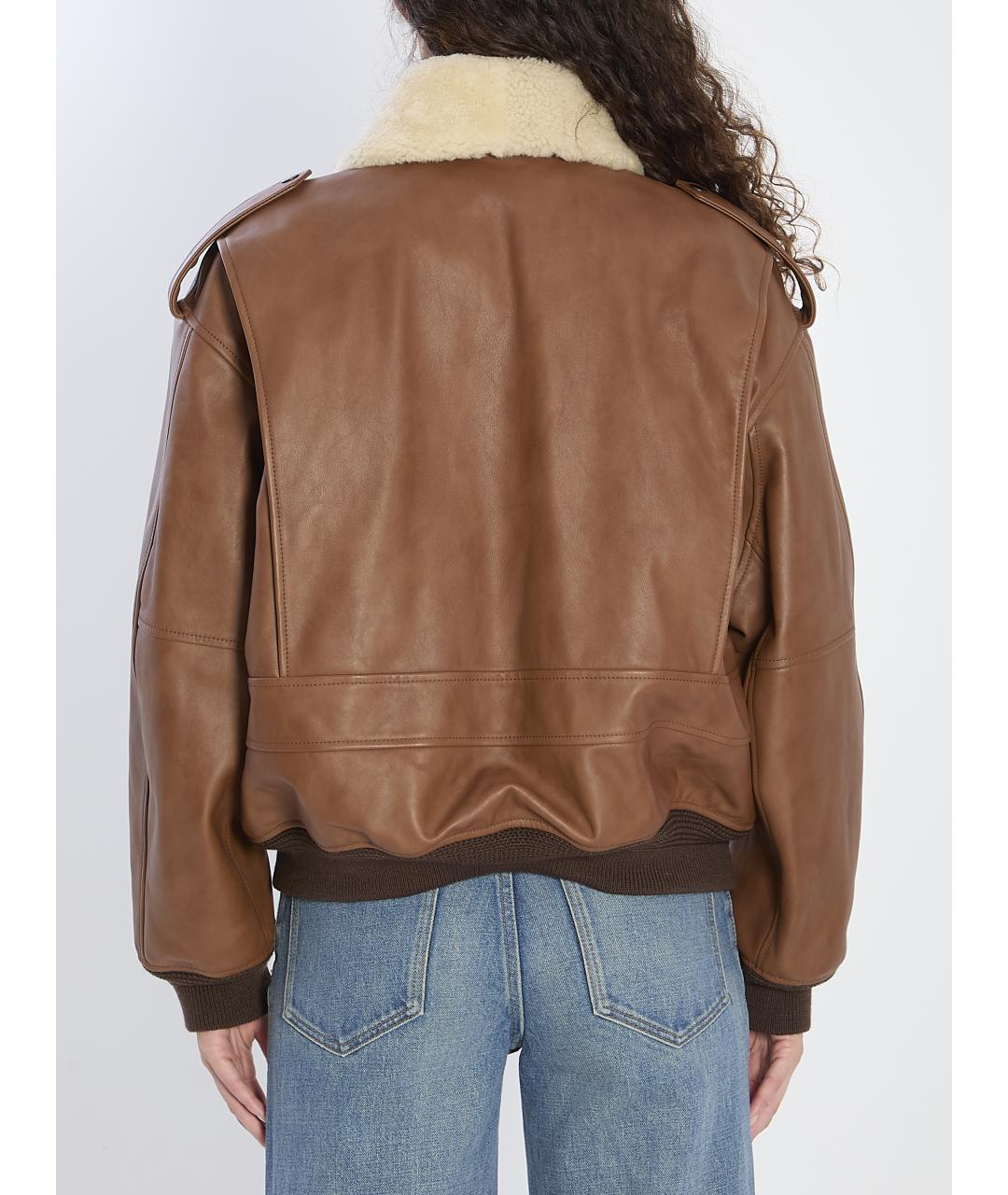 SAINT LAURENT Коричневая кожаная куртка, фото 5