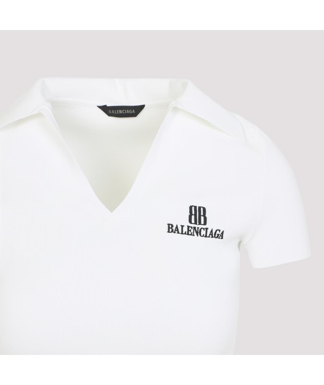 BALENCIAGA Белая полиэстеровая футболка, фото 4