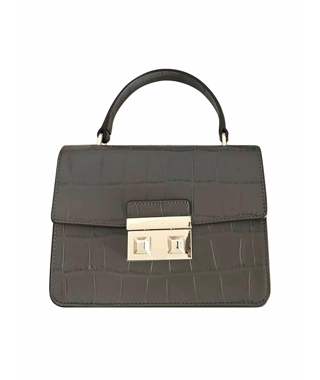 FURLA Антрацитовая кожаная сумка с короткими ручками, фото 1