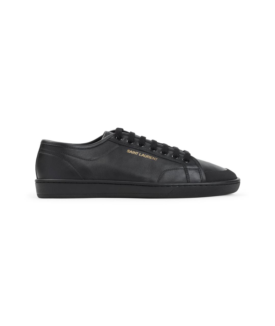 SAINT LAURENT Черные кожаные низкие кроссовки / кеды, фото 6
