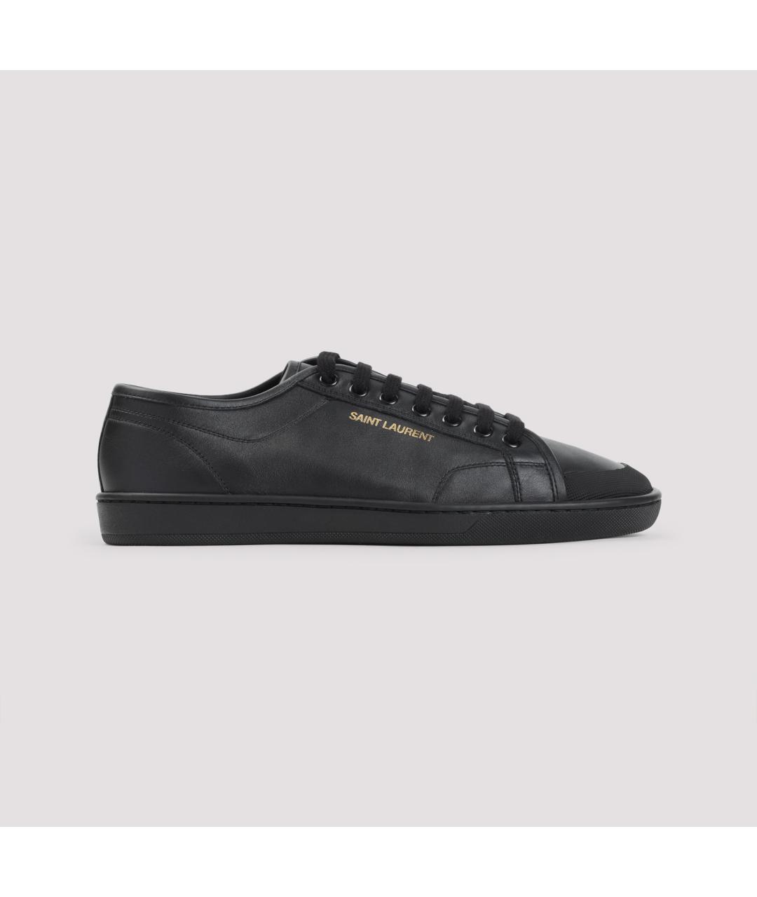 SAINT LAURENT Черные кожаные низкие кроссовки / кеды, фото 2