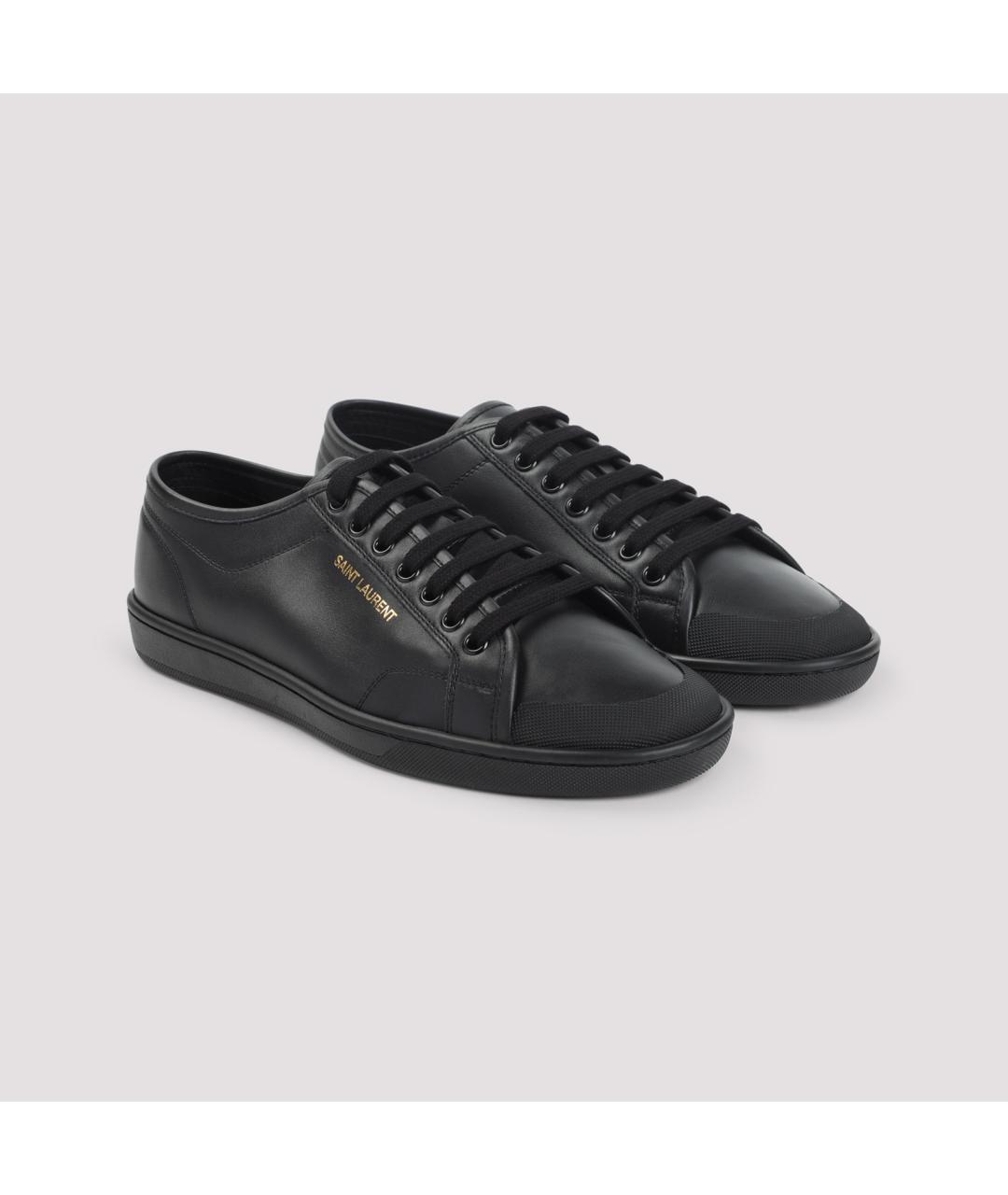 SAINT LAURENT Черные кожаные низкие кроссовки / кеды, фото 4