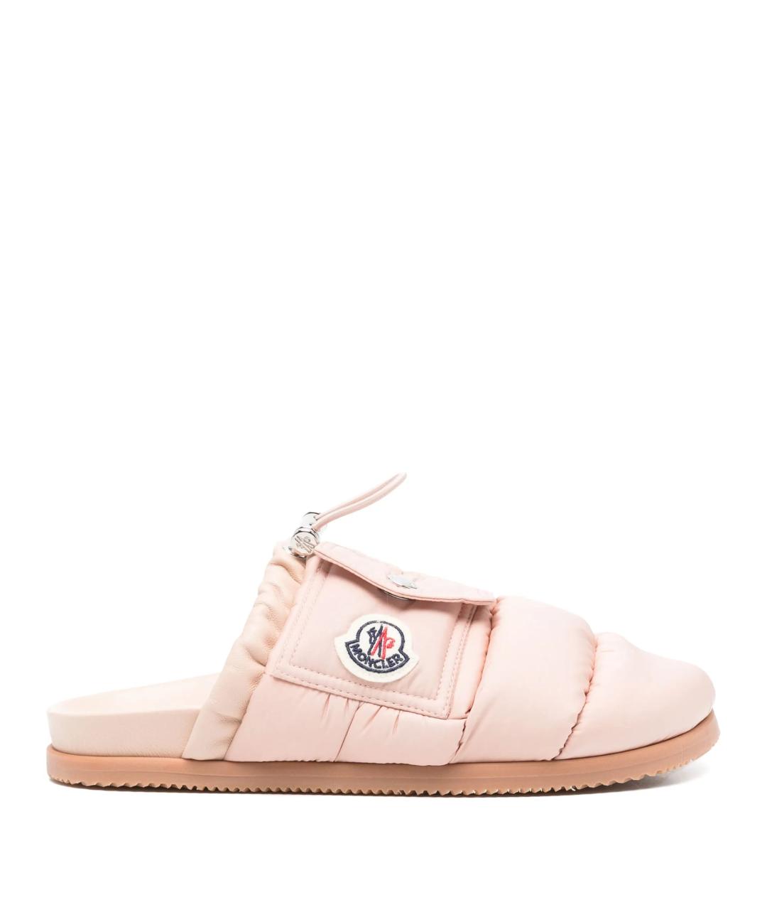 MONCLER Розовые синтетические шлепанцы, фото 1