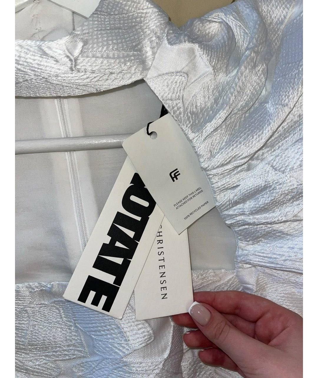 ROTATE Белое полиэстеровое коктейльное платье, фото 5