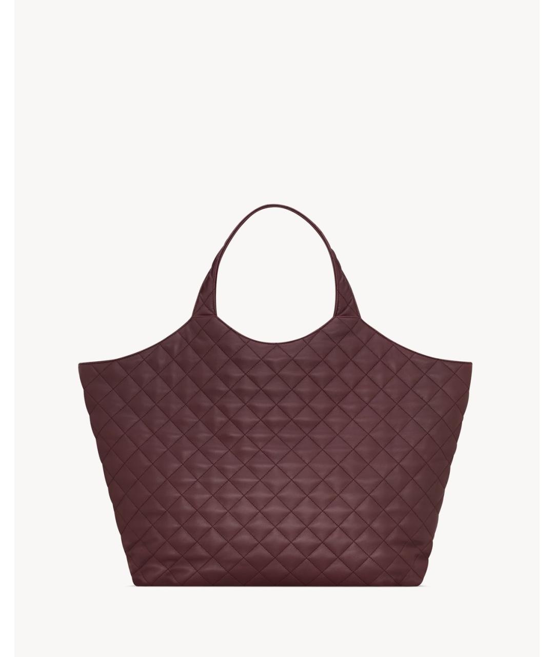 SAINT LAURENT Бордовая кожаная сумка тоут, фото 4