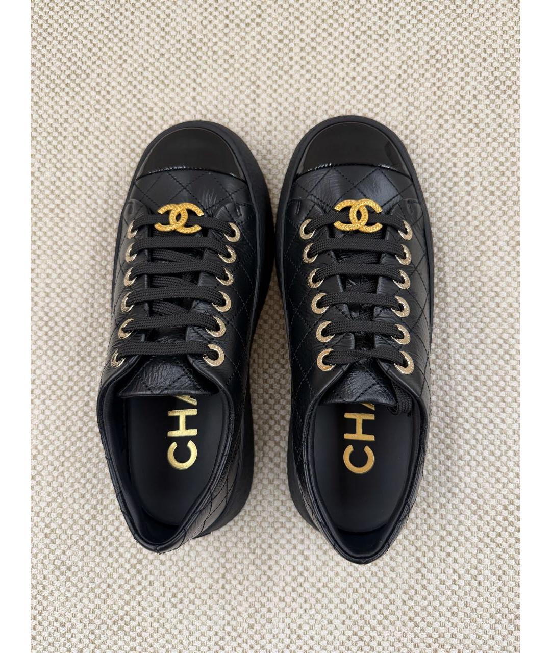CHANEL Черные кожаные кеды, фото 3
