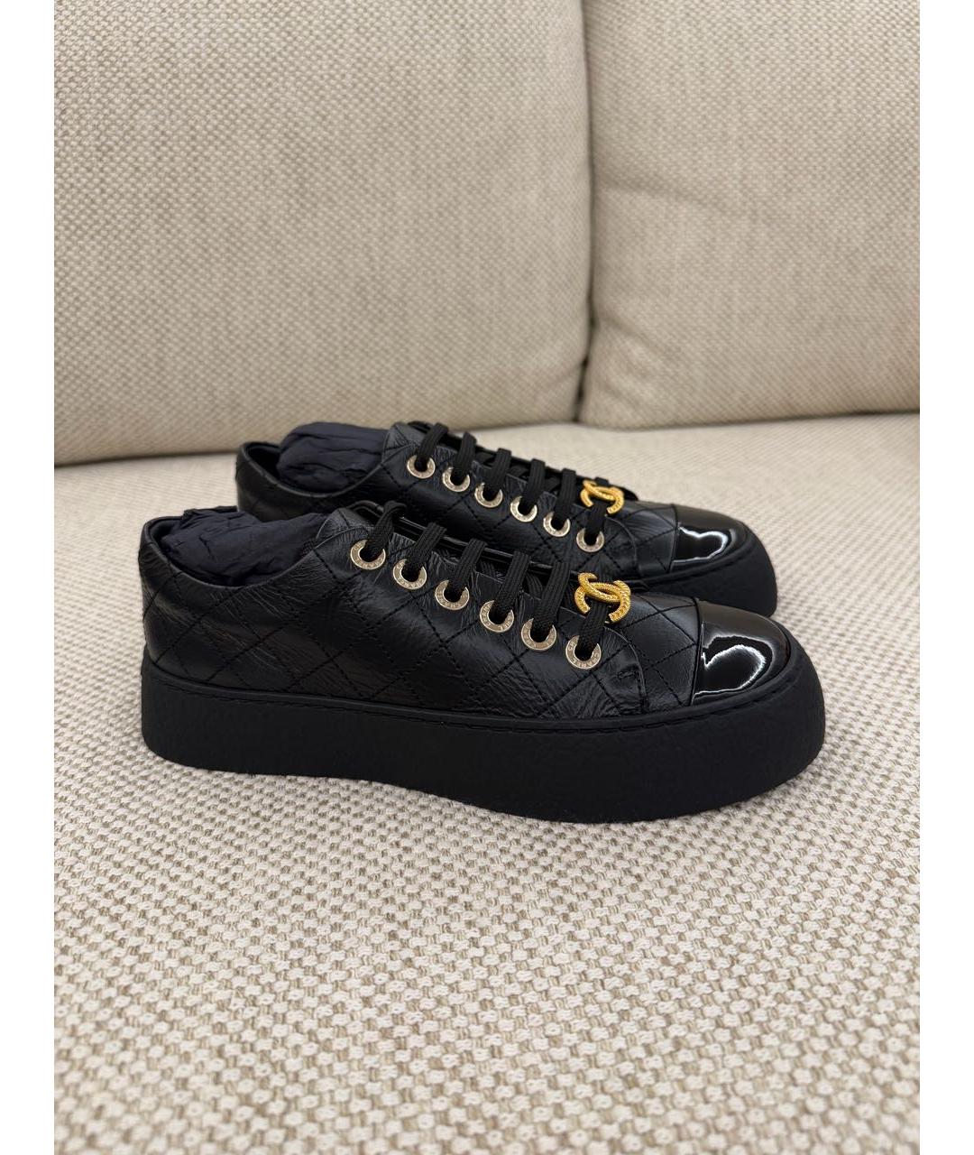 CHANEL Черные кожаные кеды, фото 6