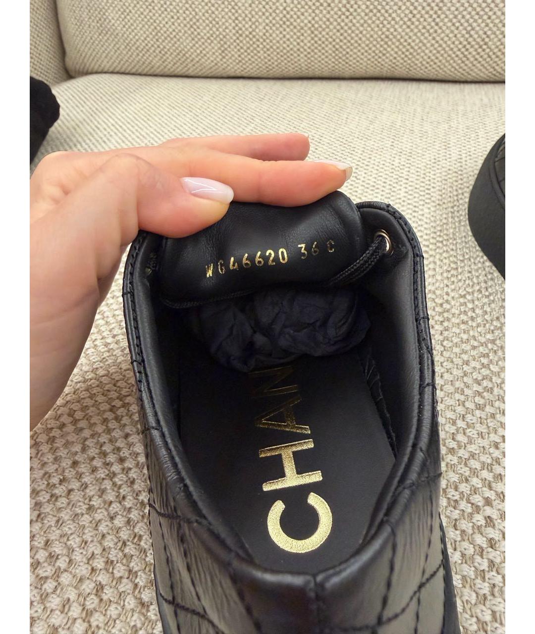 CHANEL Черные кожаные кеды, фото 5