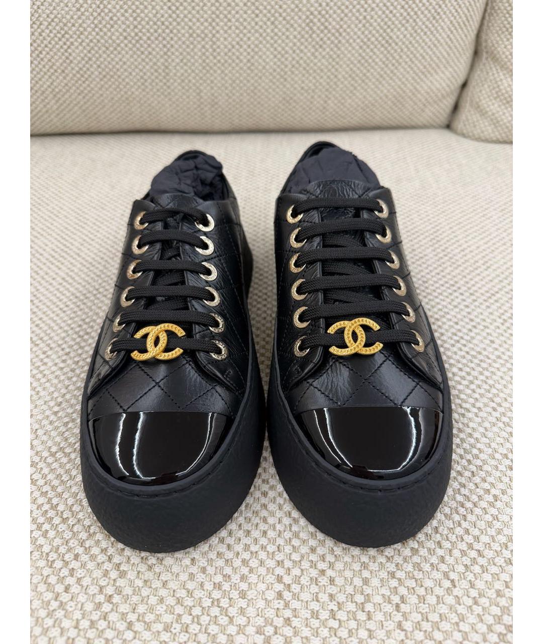 CHANEL Черные кожаные кеды, фото 2