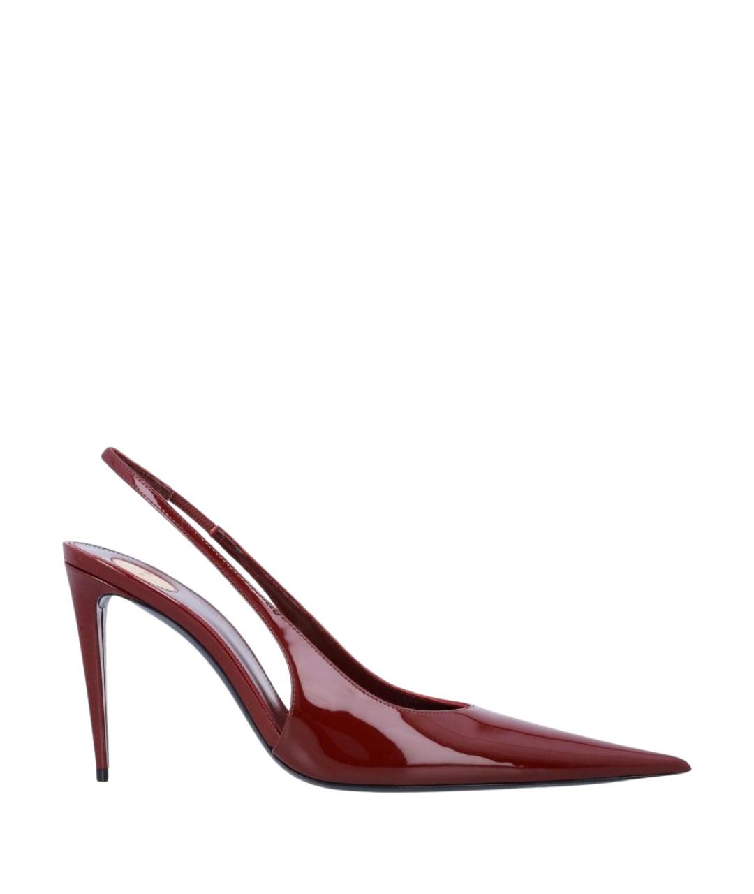 SAINT LAURENT Бордовые туфли из лакированной кожи, фото 1
