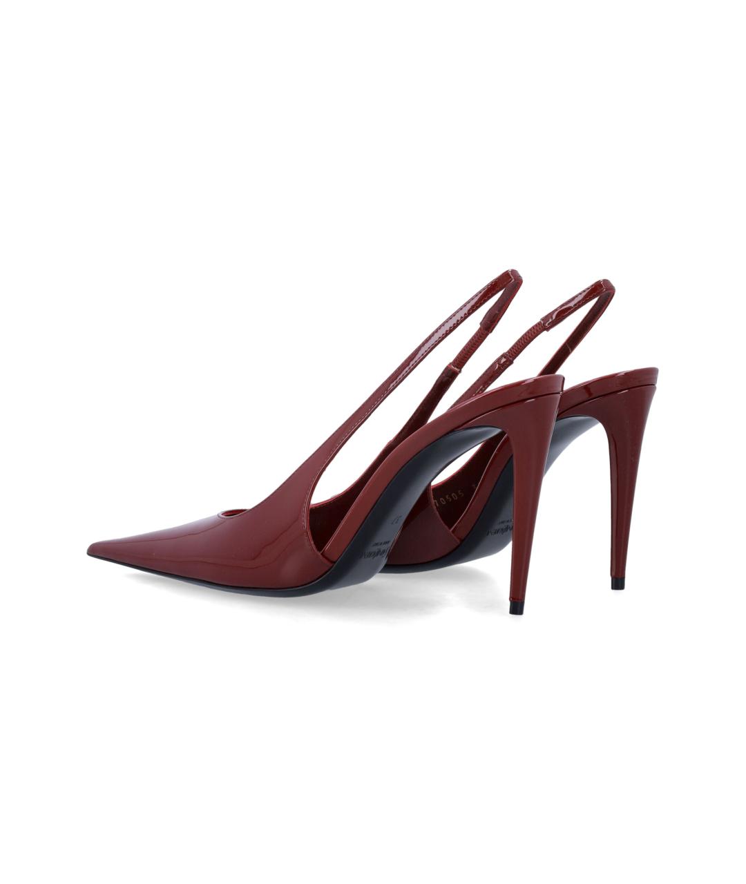 SAINT LAURENT Бордовые туфли из лакированной кожи, фото 3