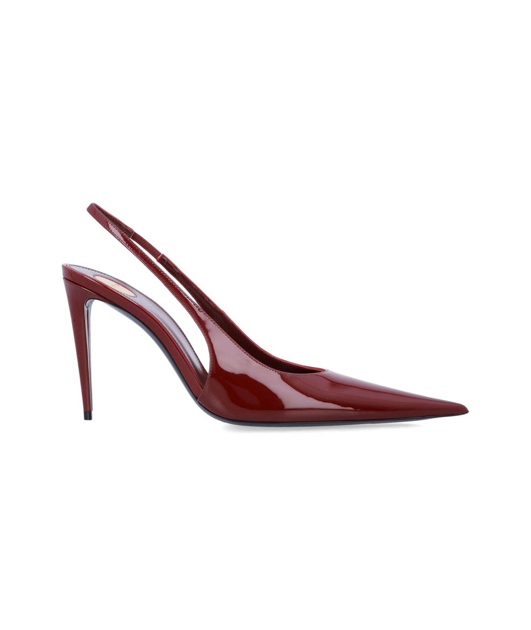 SAINT LAURENT Бордовые туфли из лакированной кожи, фото 4