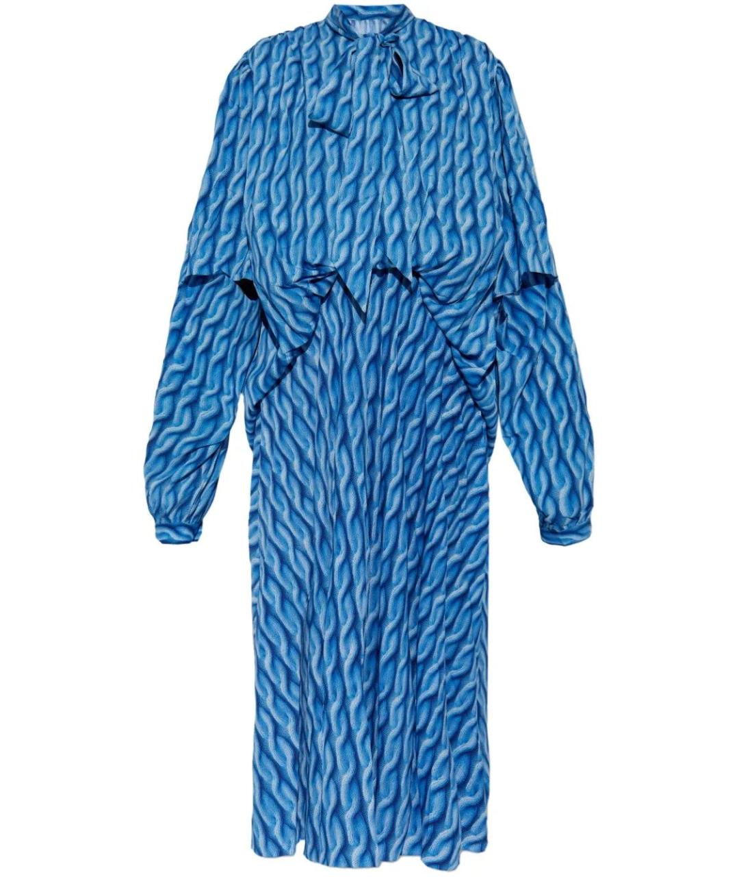 BALENCIAGA Голубое полиэстеровое повседневное платье, фото 4