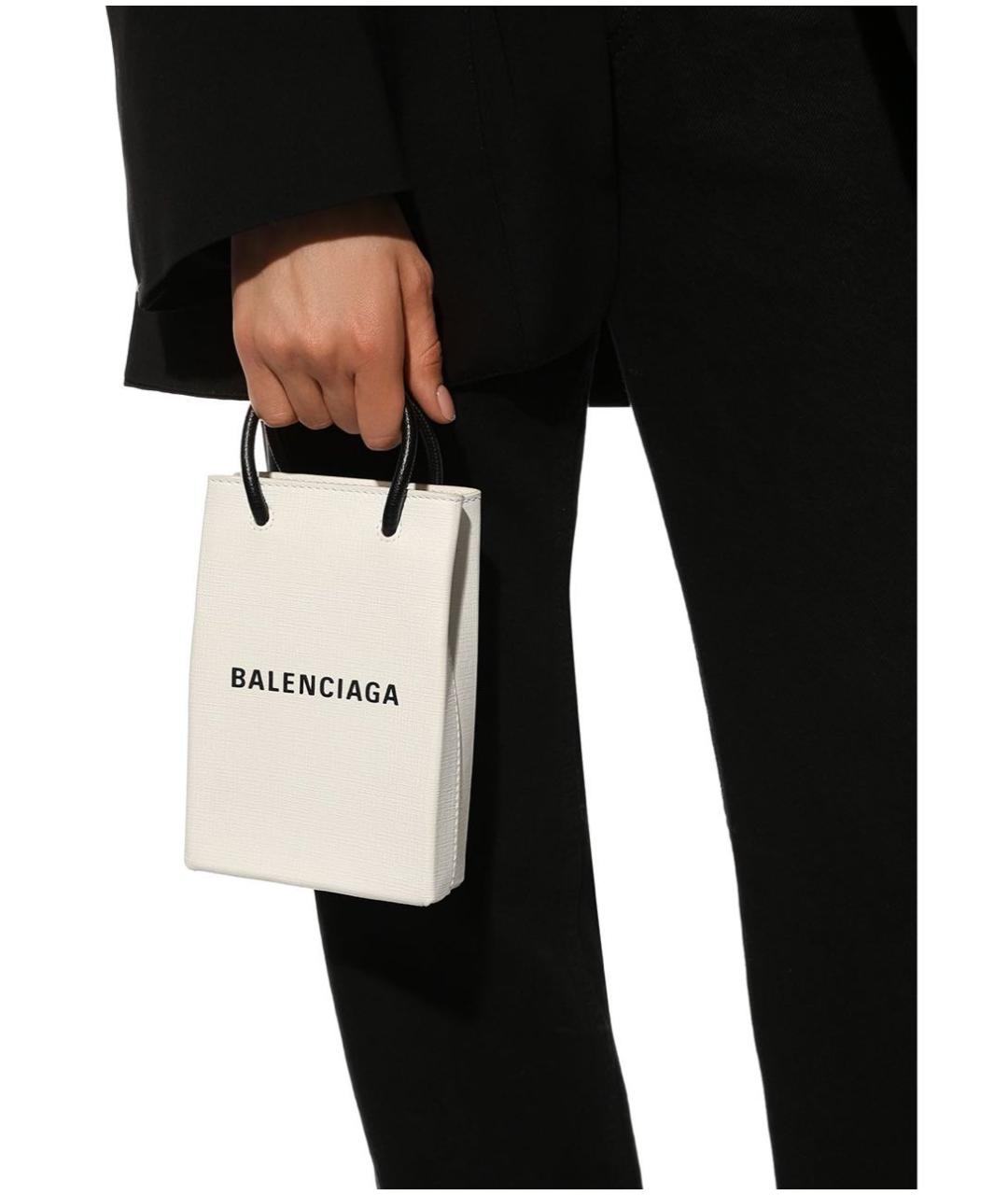 BALENCIAGA Белая кожаная сумка с короткими ручками, фото 4