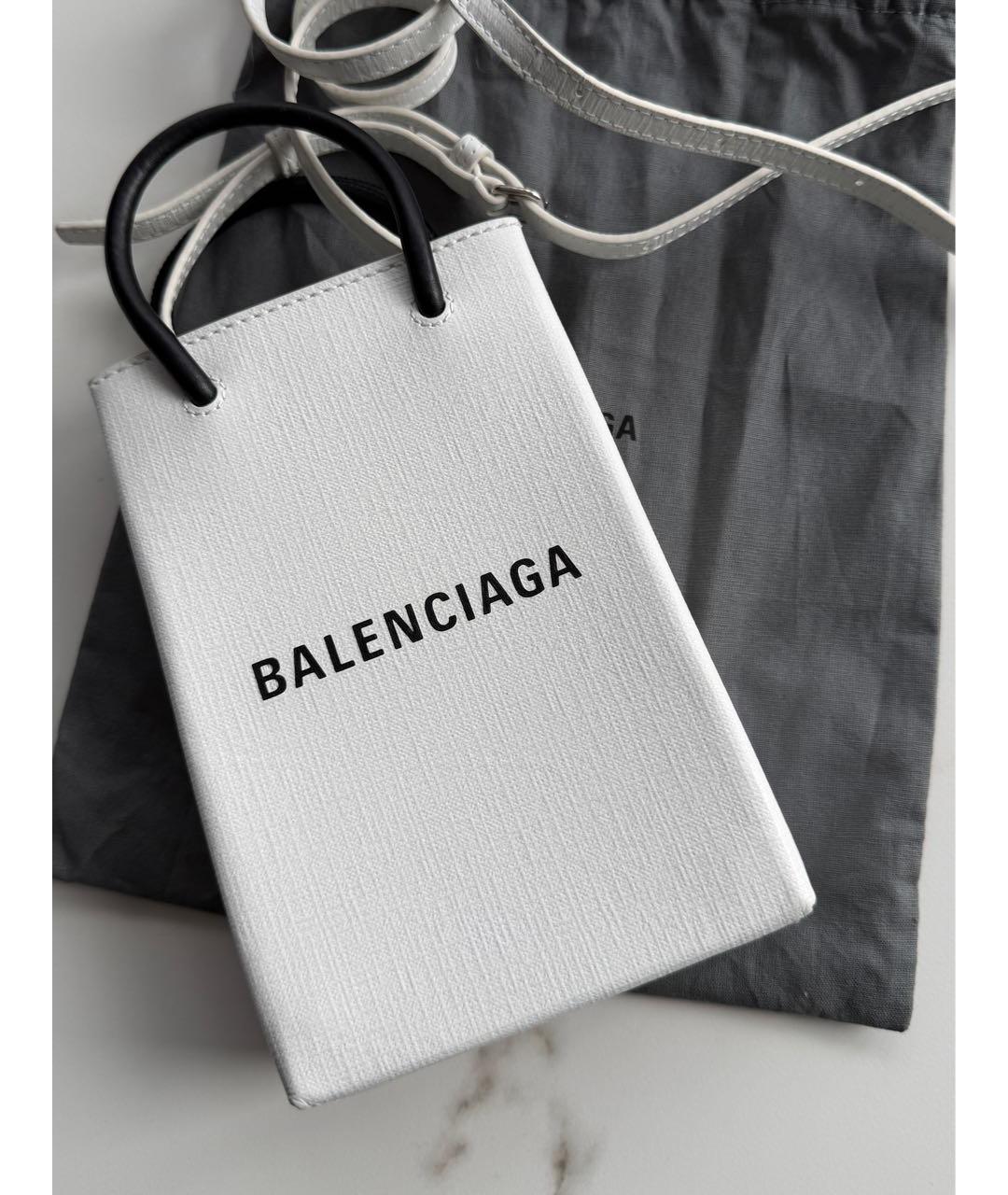 BALENCIAGA Белая кожаная сумка с короткими ручками, фото 2