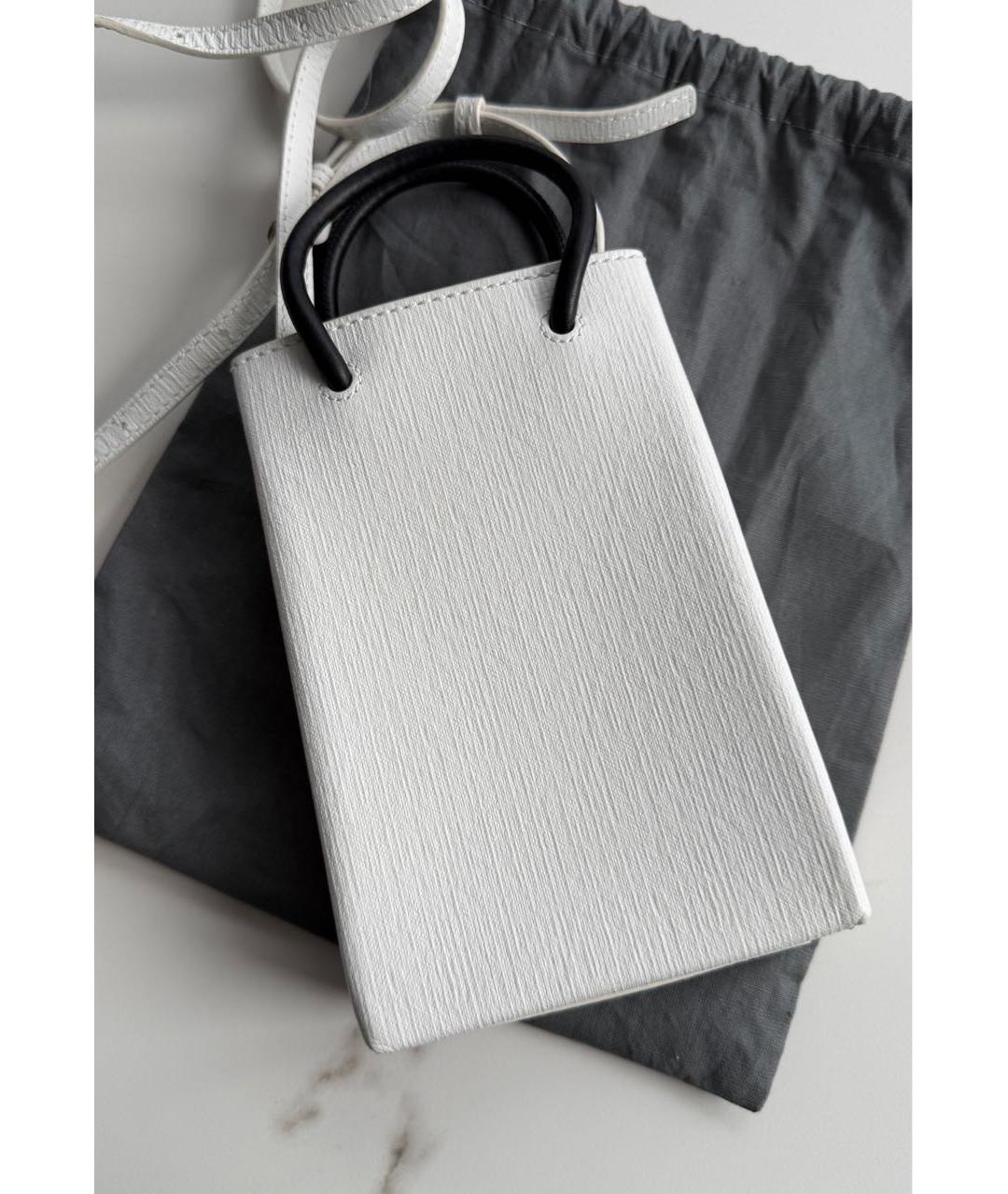 BALENCIAGA Белая кожаная сумка с короткими ручками, фото 3