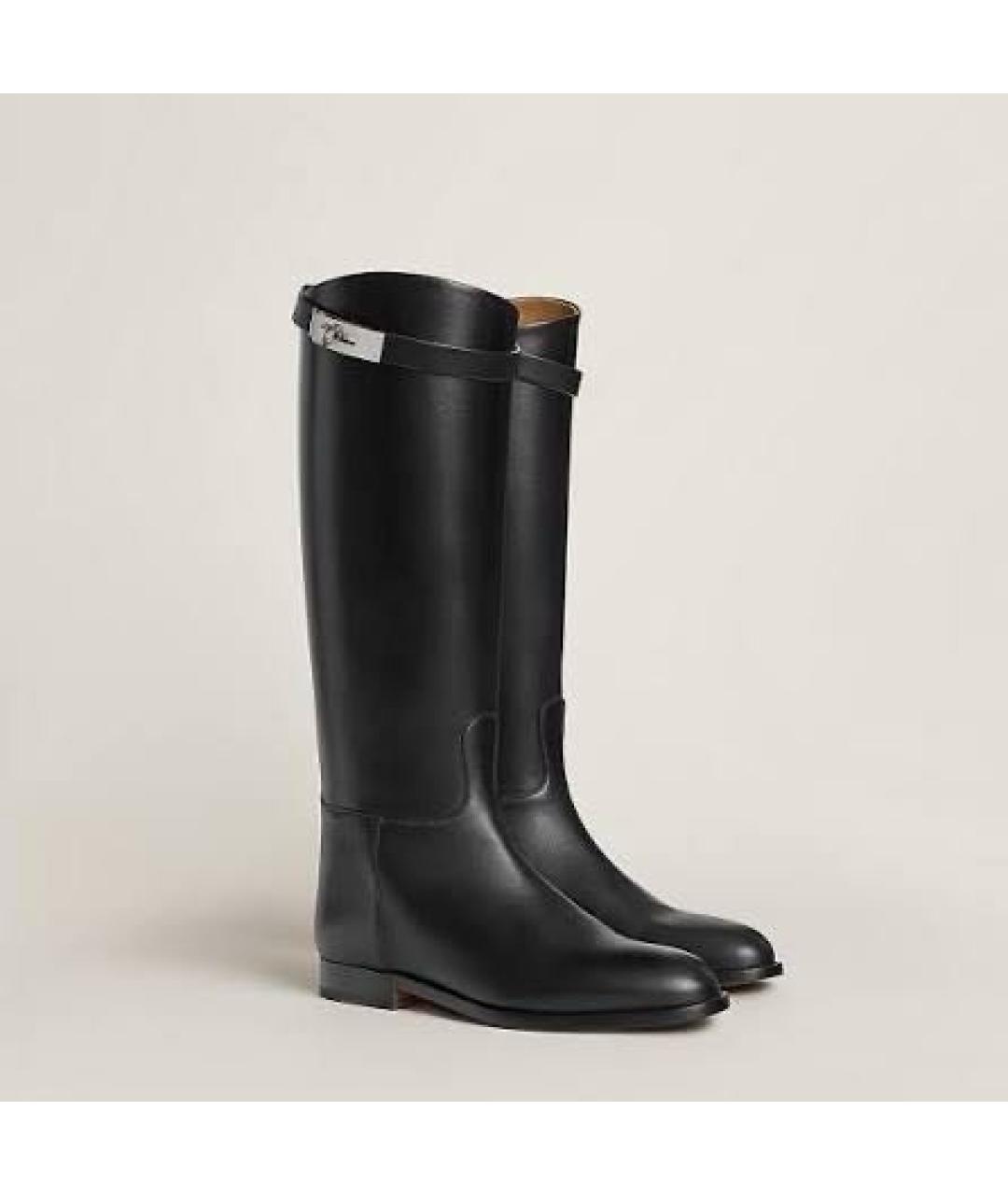 HERMES Черные кожаные сапоги, фото 9