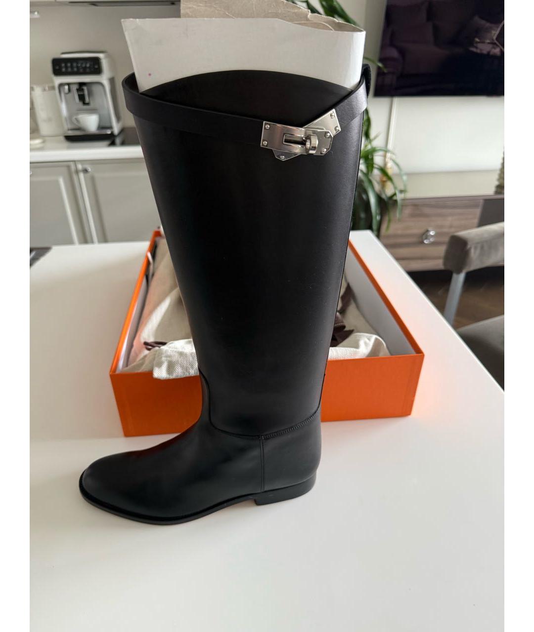 HERMES Черные кожаные сапоги, фото 2