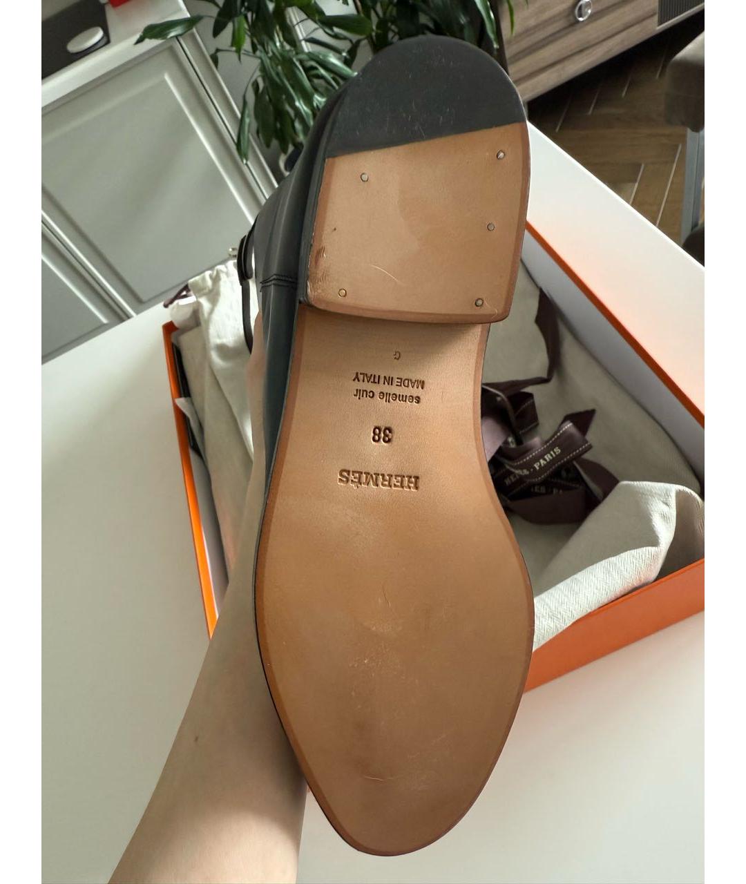 HERMES Черные кожаные сапоги, фото 4