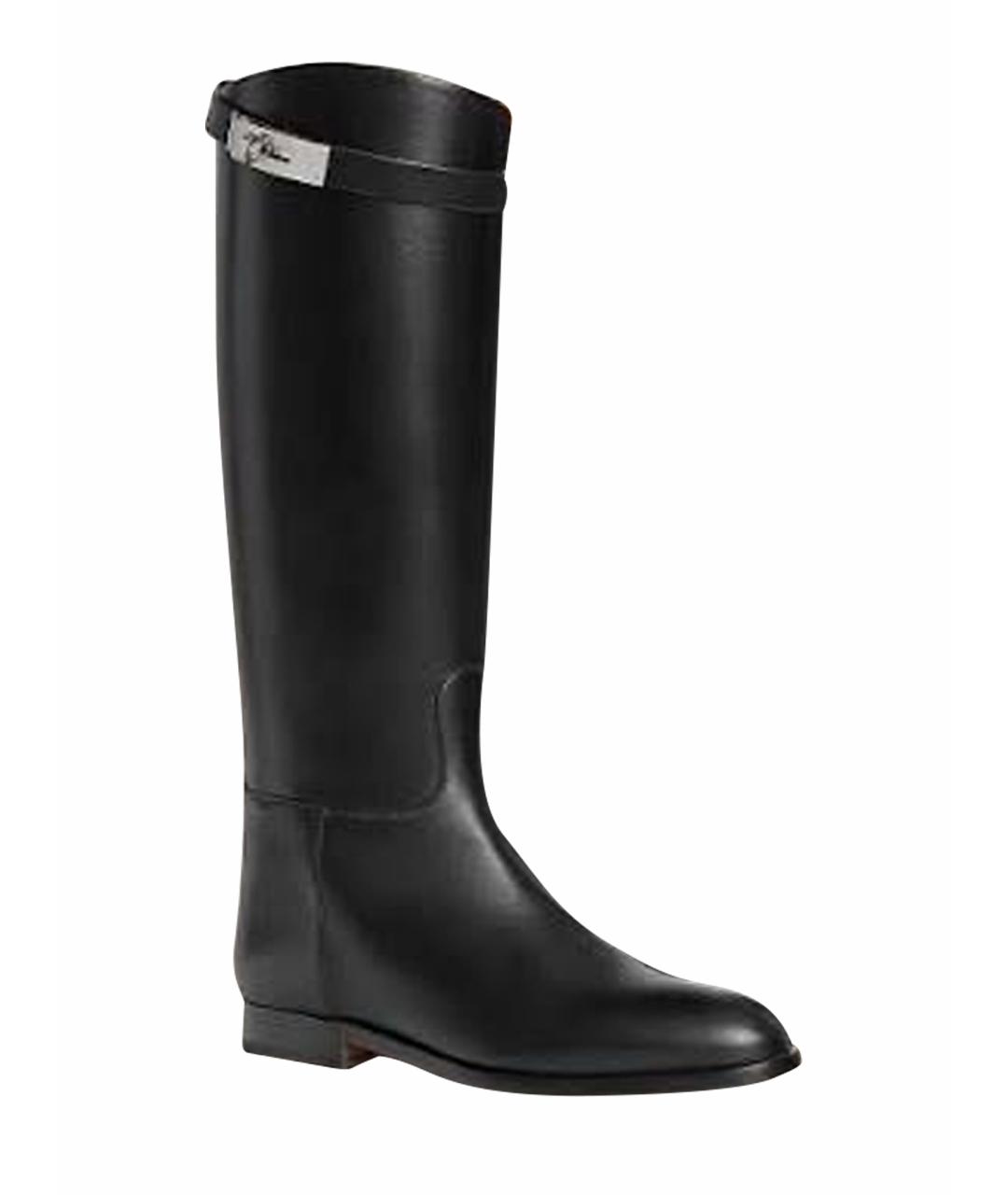 HERMES Черные кожаные сапоги, фото 1