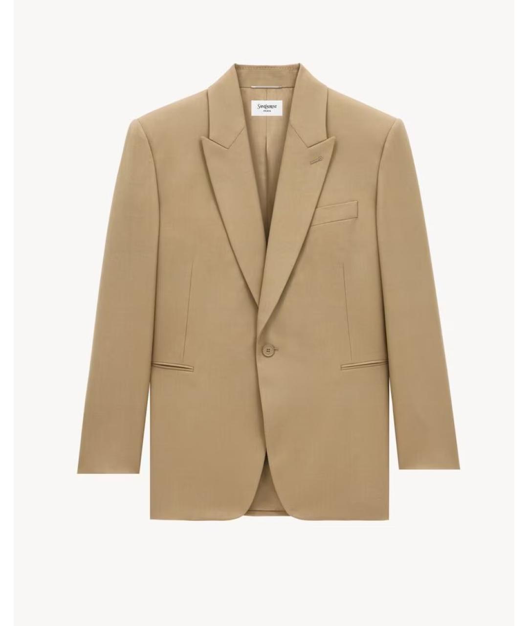 SAINT LAURENT Бежевый шерстяной пиджак, фото 1