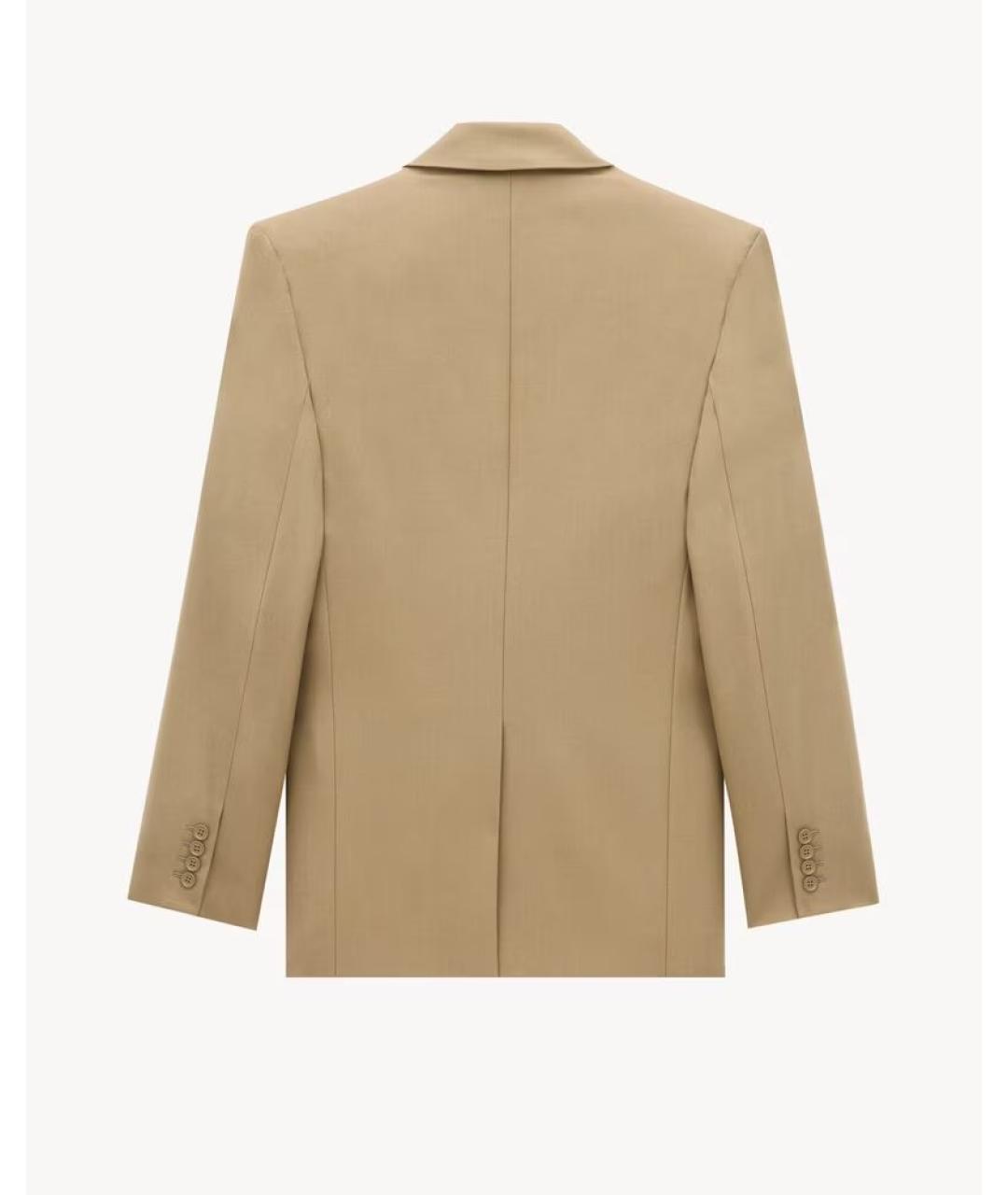 SAINT LAURENT Бежевый шерстяной пиджак, фото 3