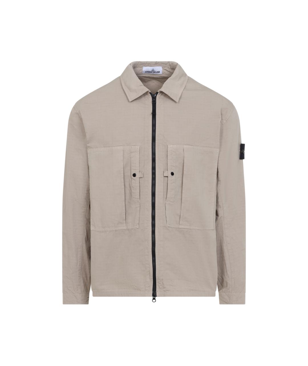 STONE ISLAND Бежевая хлопковая кэжуал рубашка, фото 1