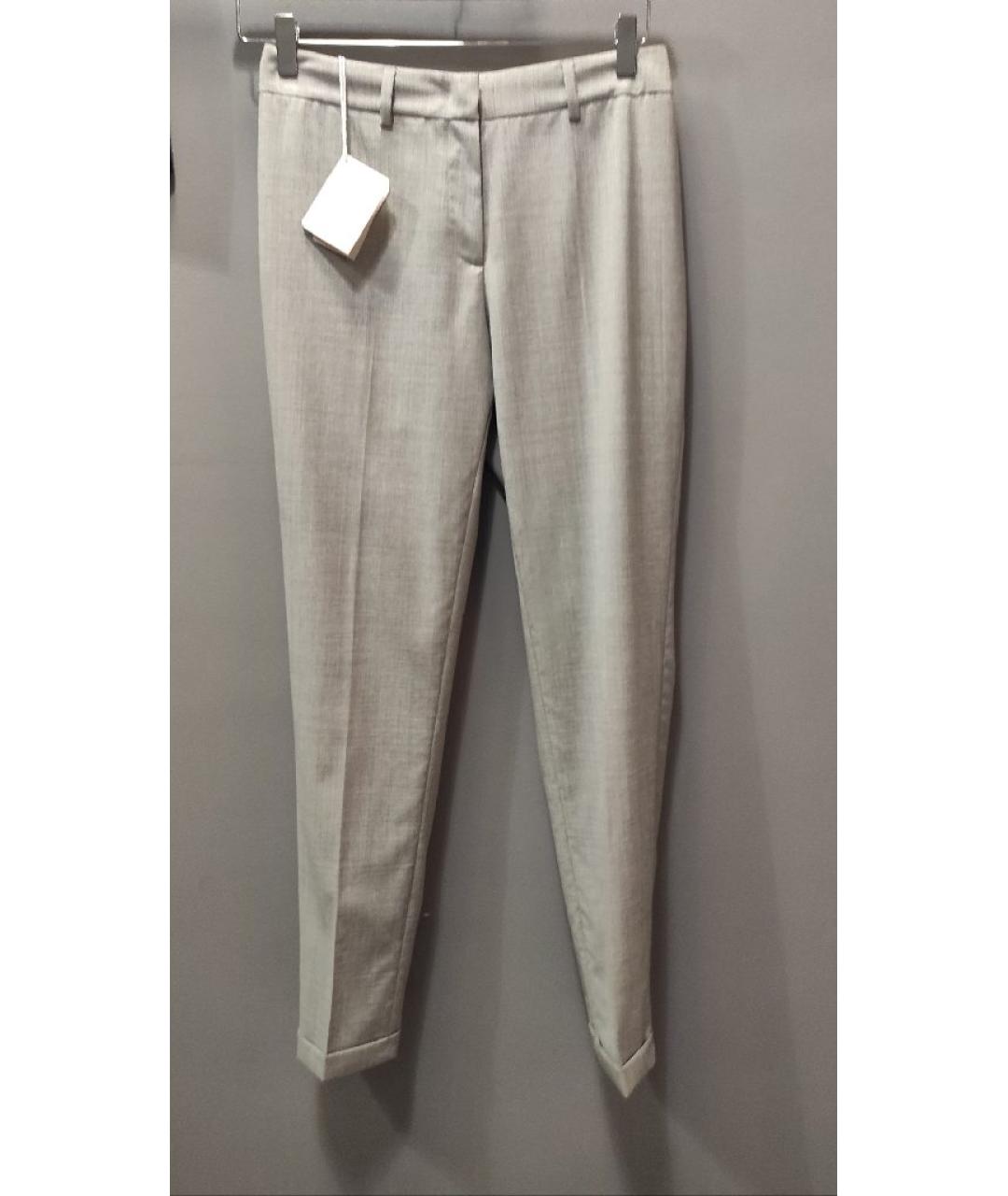 FABIANA FILIPPI Серые шерстяные брюки узкие, фото 2