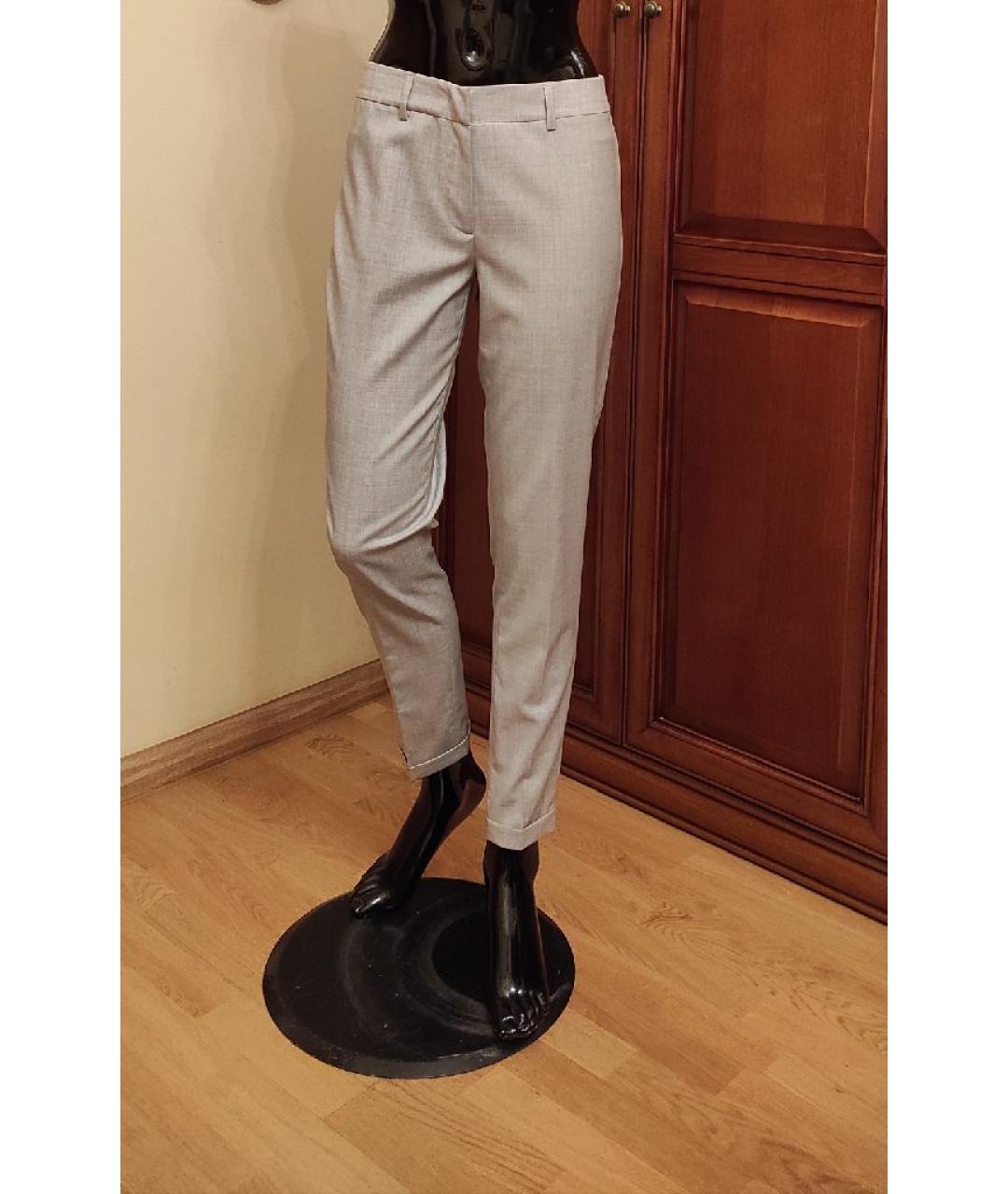 FABIANA FILIPPI Серые шерстяные брюки узкие, фото 7