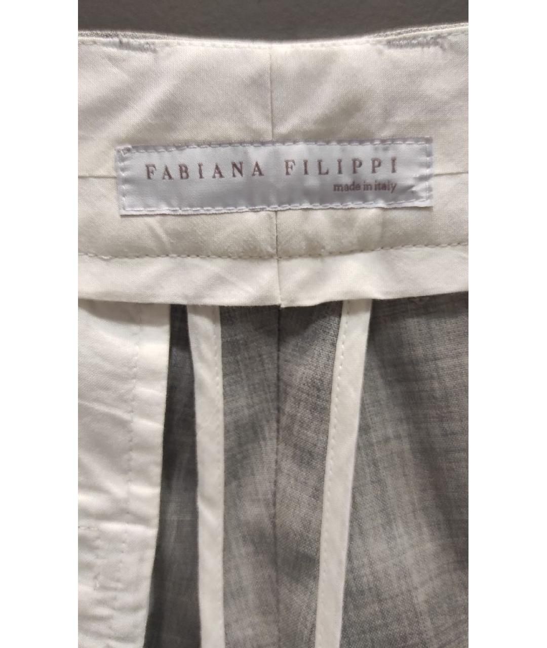 FABIANA FILIPPI Серые шерстяные брюки узкие, фото 3