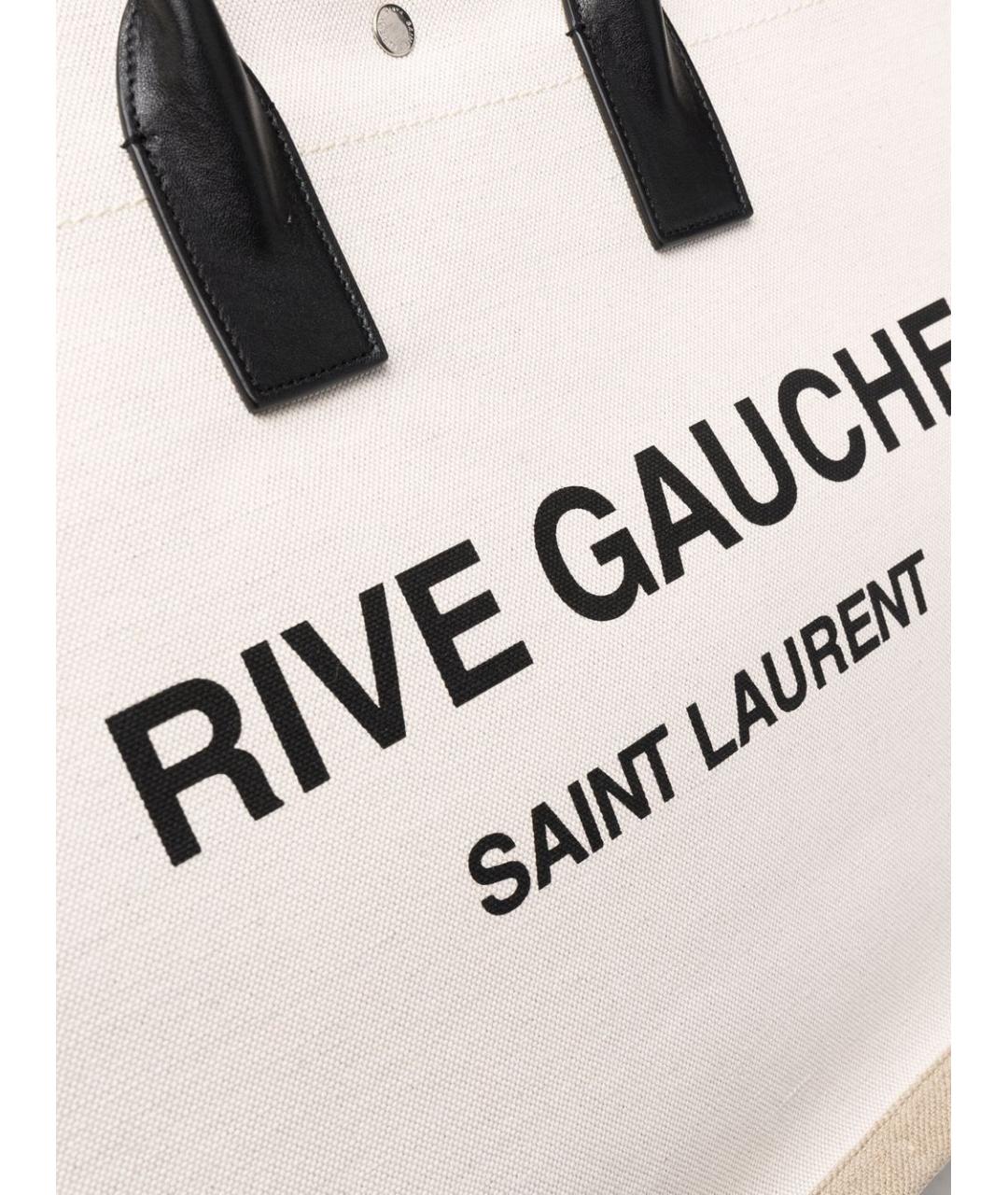 SAINT LAURENT Бежевая тканевая сумка тоут, фото 4