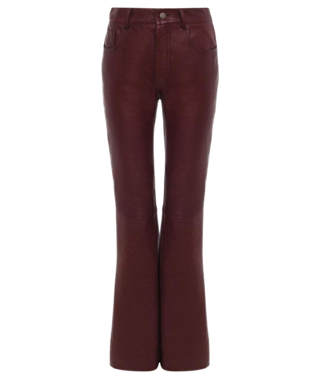 CHLOE Бордовые кожаные прямые брюки, фото 1