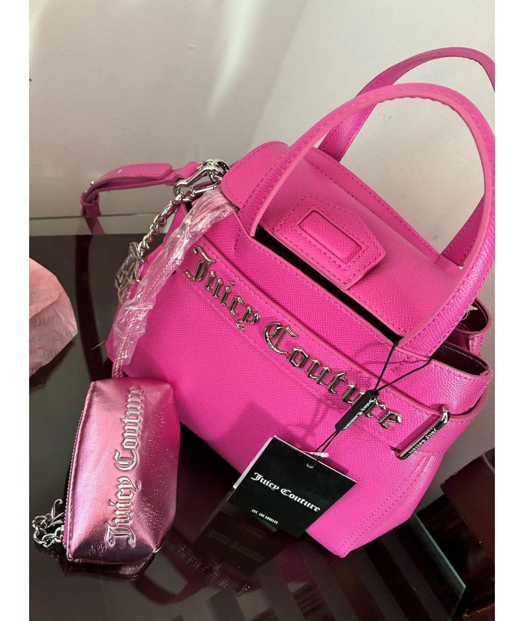 JUICY COUTURE Розовая сумка тоут из искусственной кожи, фото 8