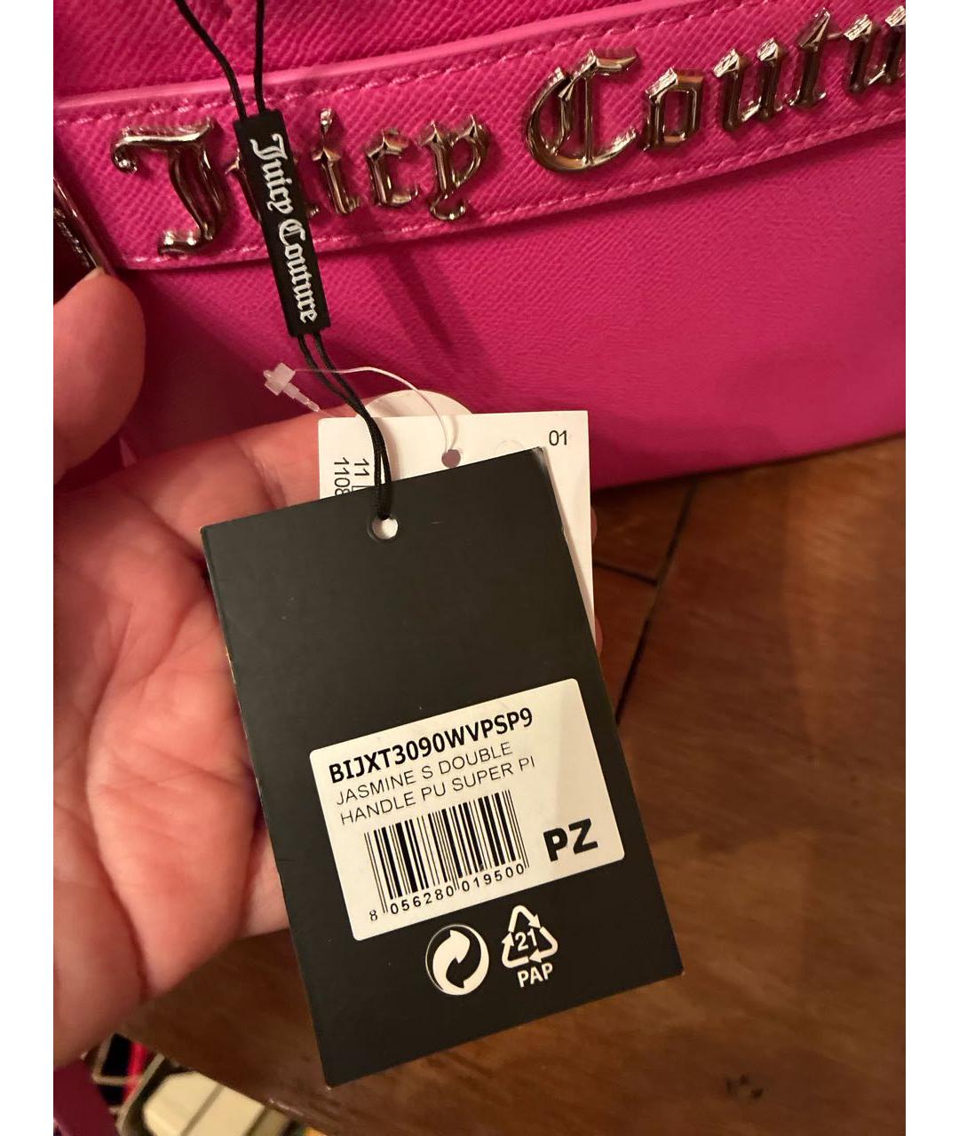 JUICY COUTURE Розовая сумка тоут из искусственной кожи, фото 4