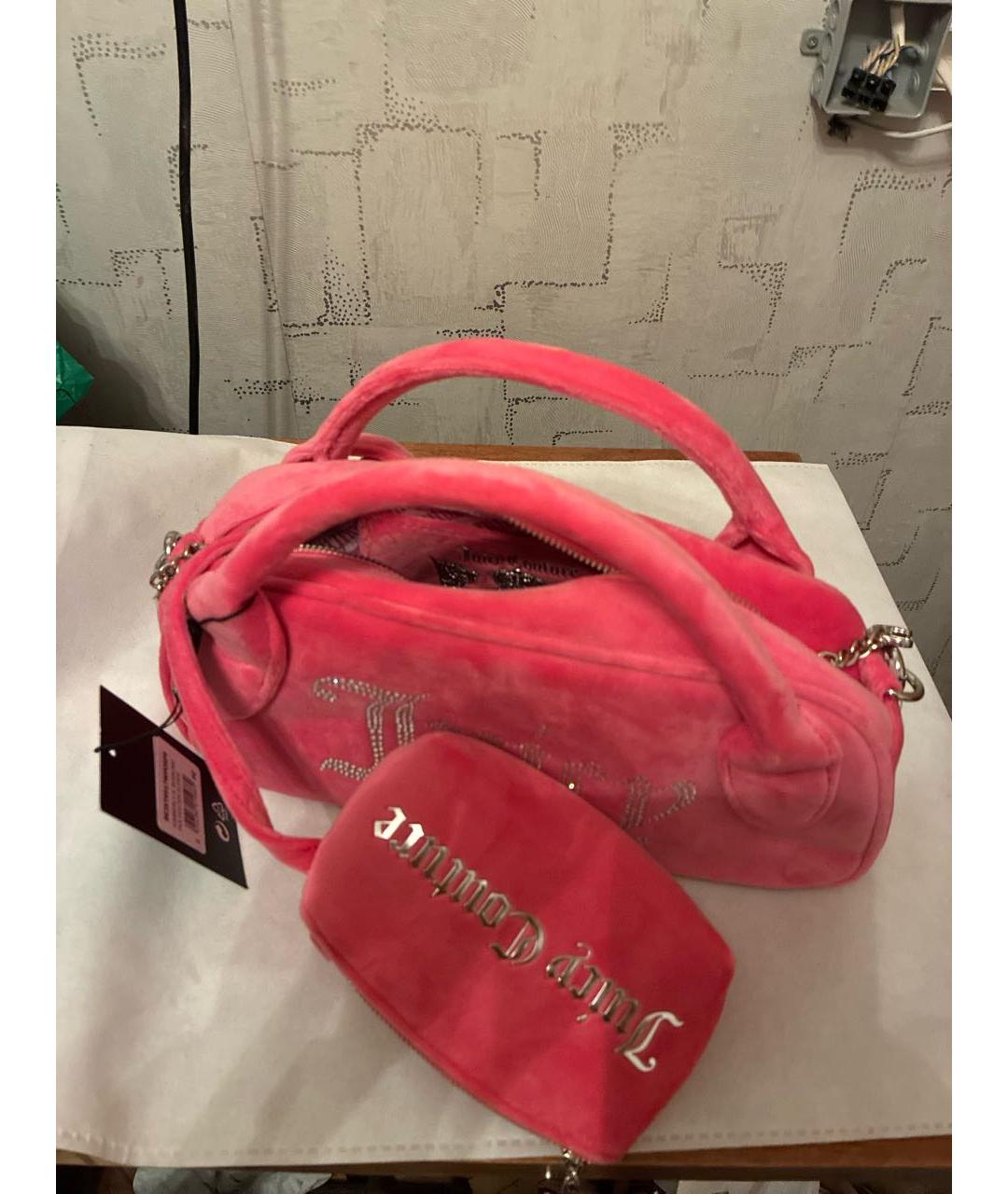 JUICY COUTURE Розовая сумка с короткими ручками из искусственной кожи, фото 4