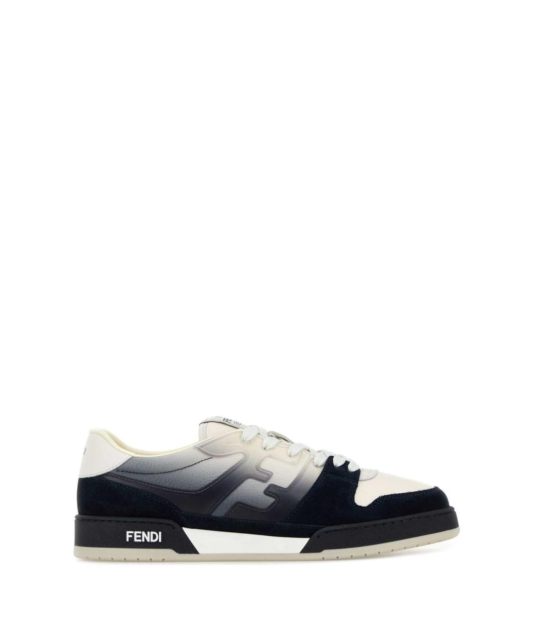 FENDI Синие кожаные низкие кроссовки / кеды, фото 1
