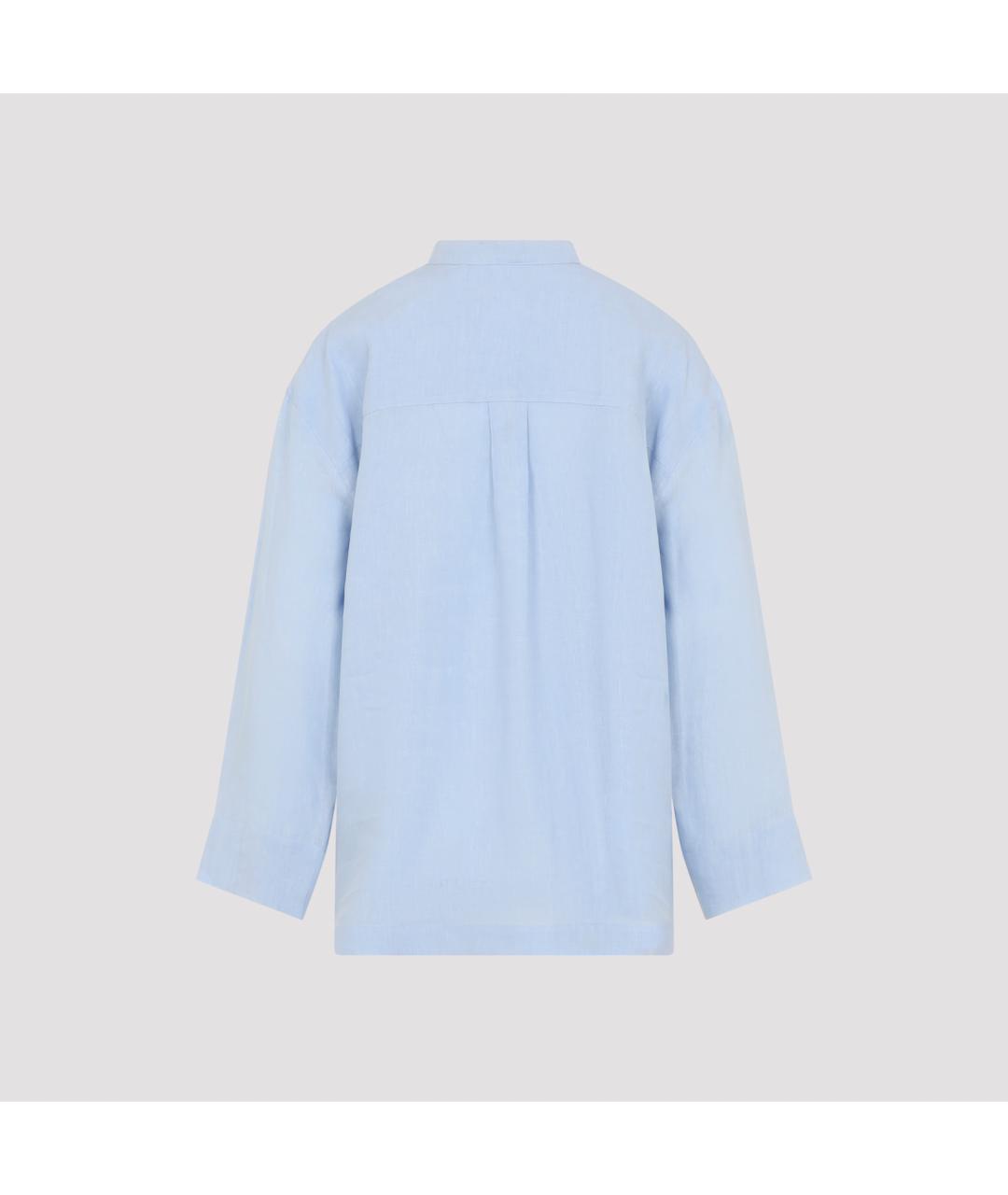 'S MAX MARA Голубая льняная рубашка, фото 3