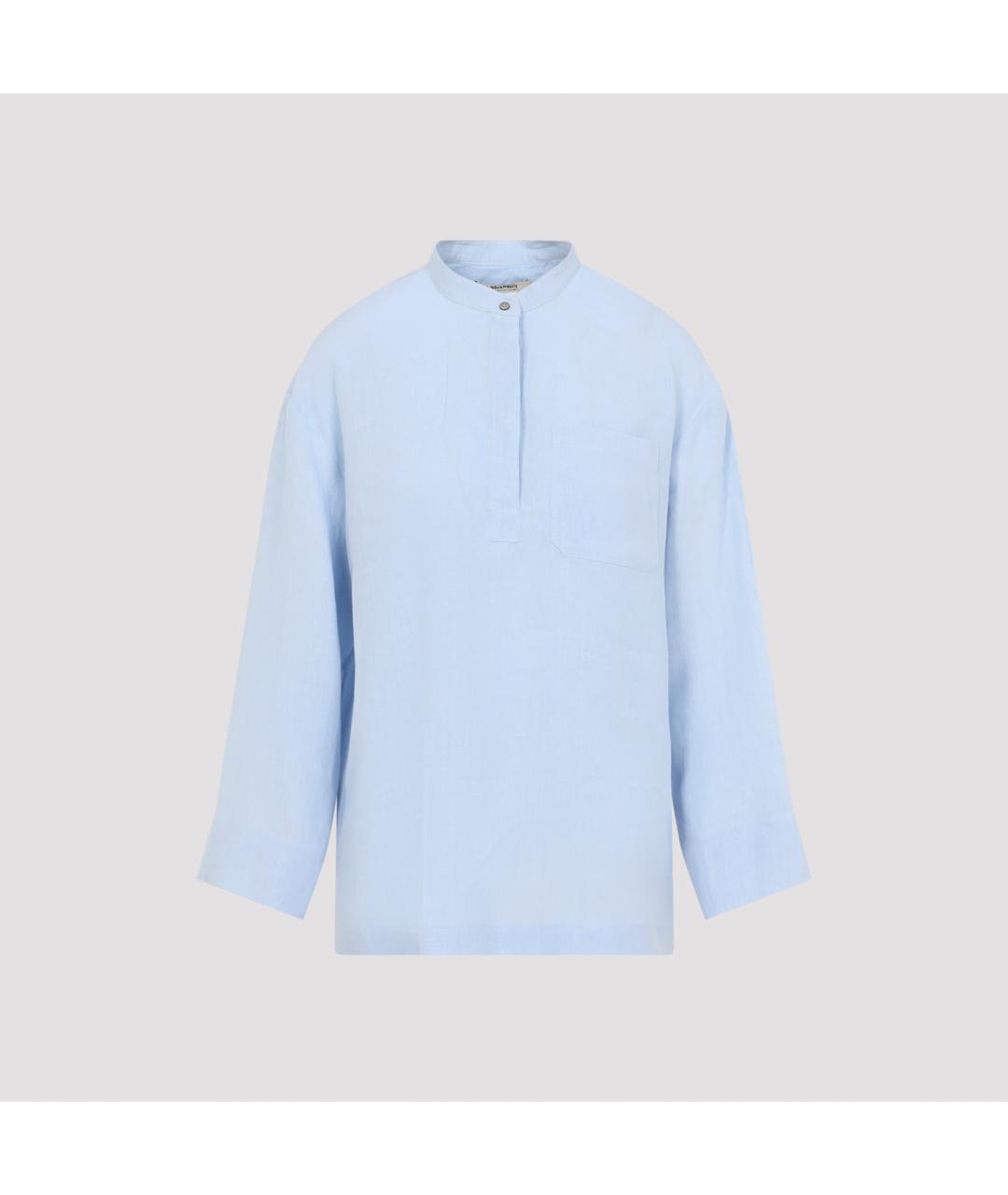 'S MAX MARA Голубая льняная рубашка, фото 2