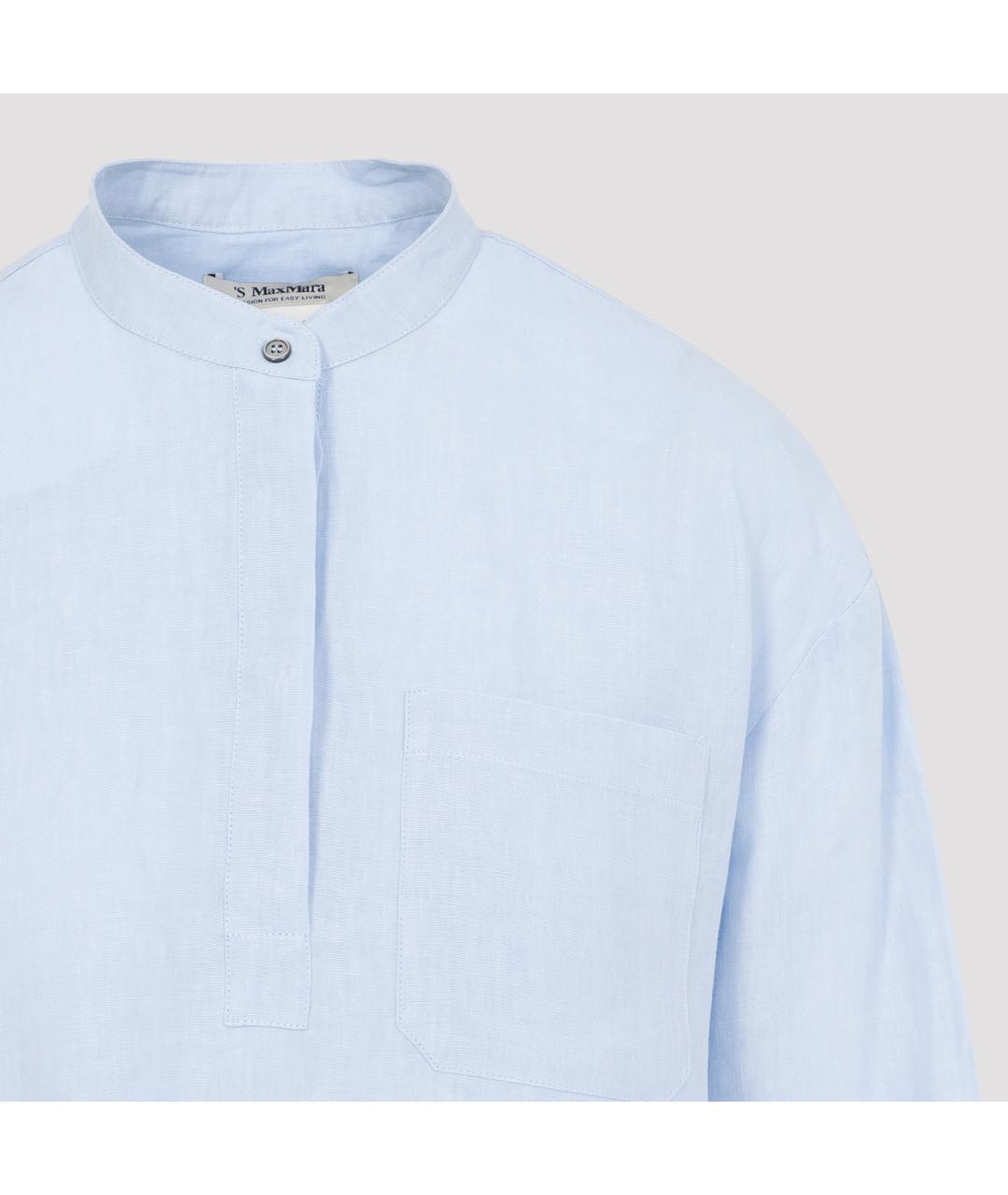 'S MAX MARA Голубая льняная рубашка, фото 4