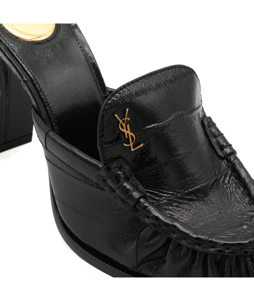 SAINT LAURENT Черные кожаные сабо, фото 4