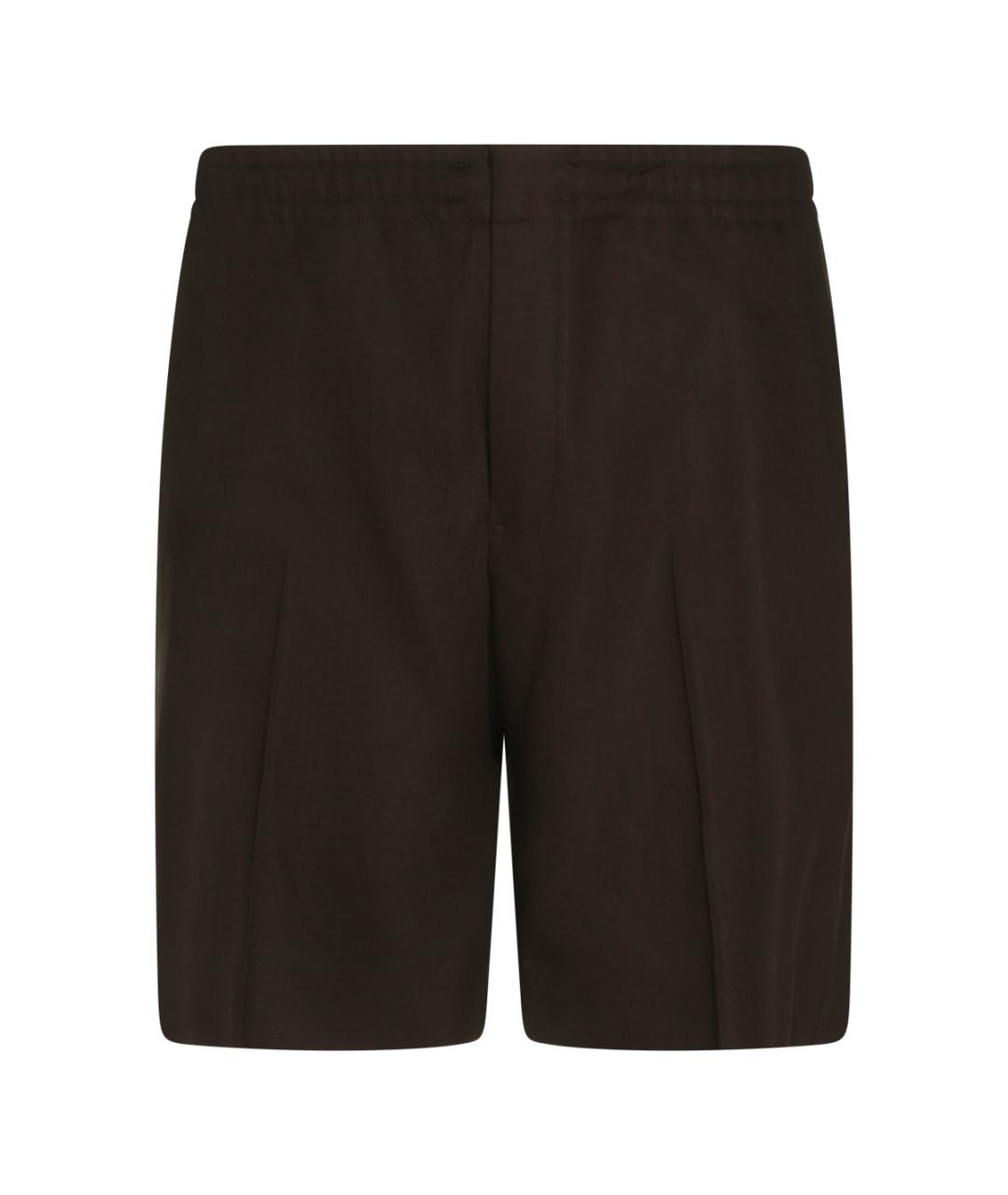 ZEGNA Коричневые льняные шорты, фото 1