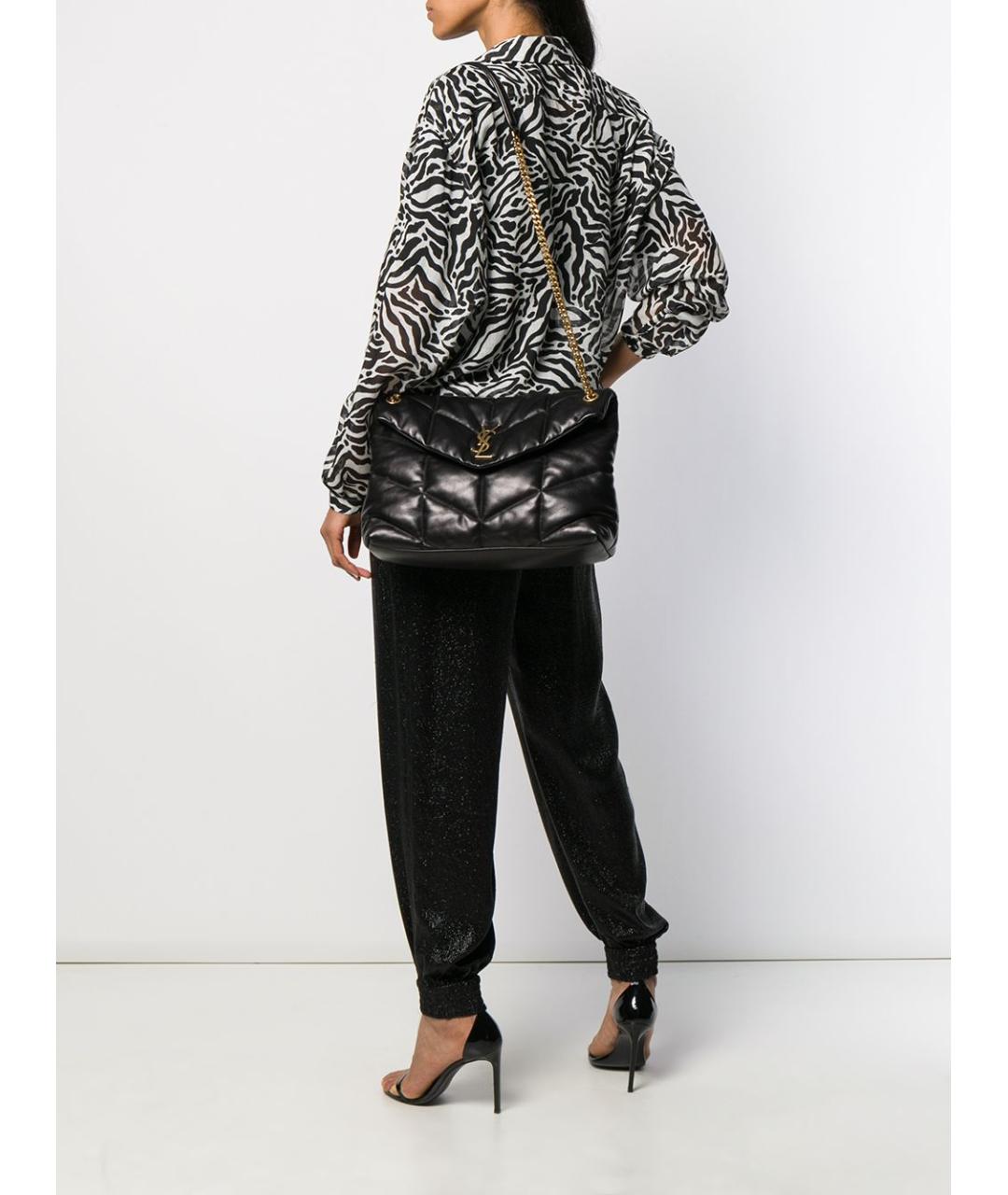 SAINT LAURENT Черная кожаная сумка через плечо, фото 2